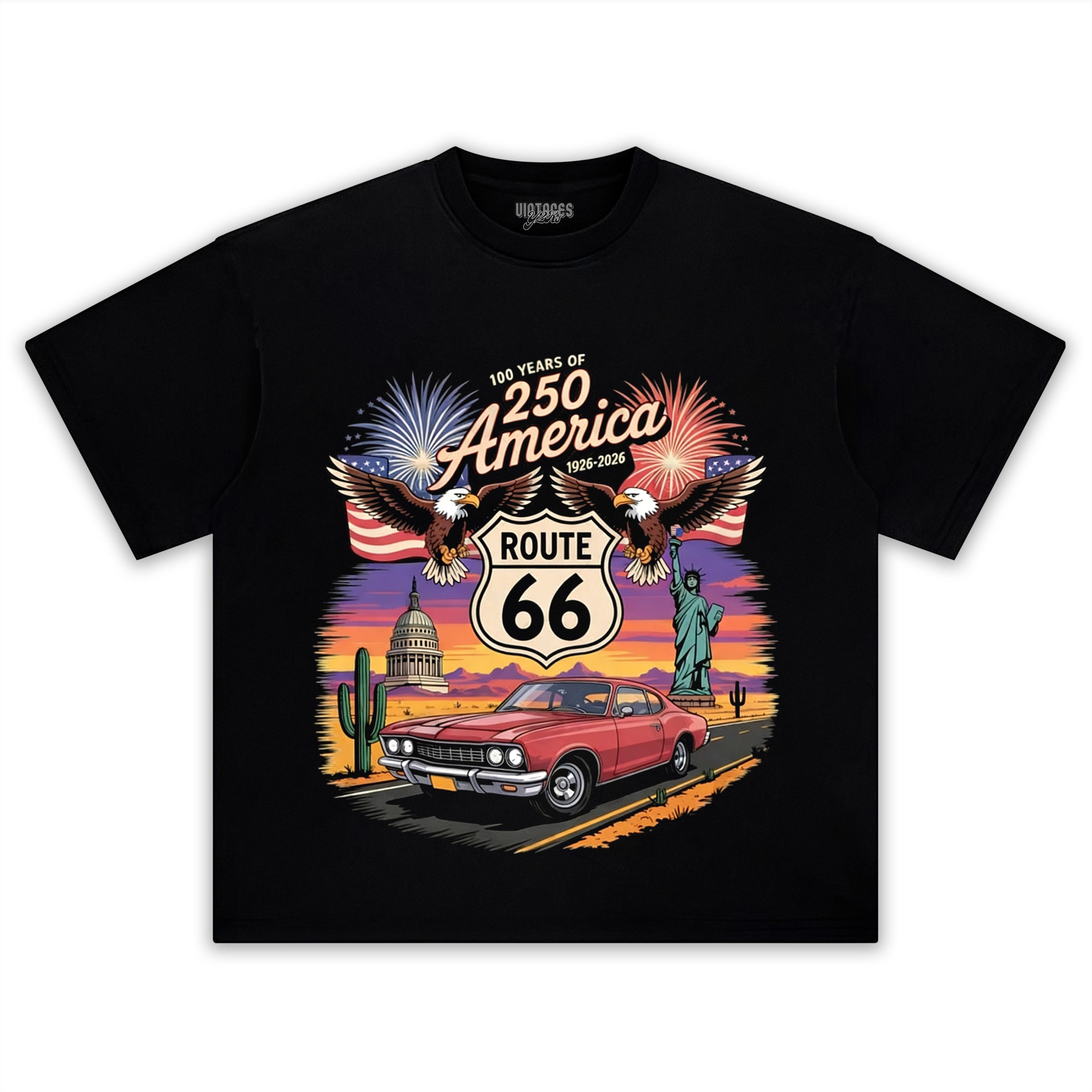 100 YEARS ROUTE 66 AMERICA’S 250TH TANK TOP & TEE & LONG SLEEVE & LAYERED LS & HOODIE