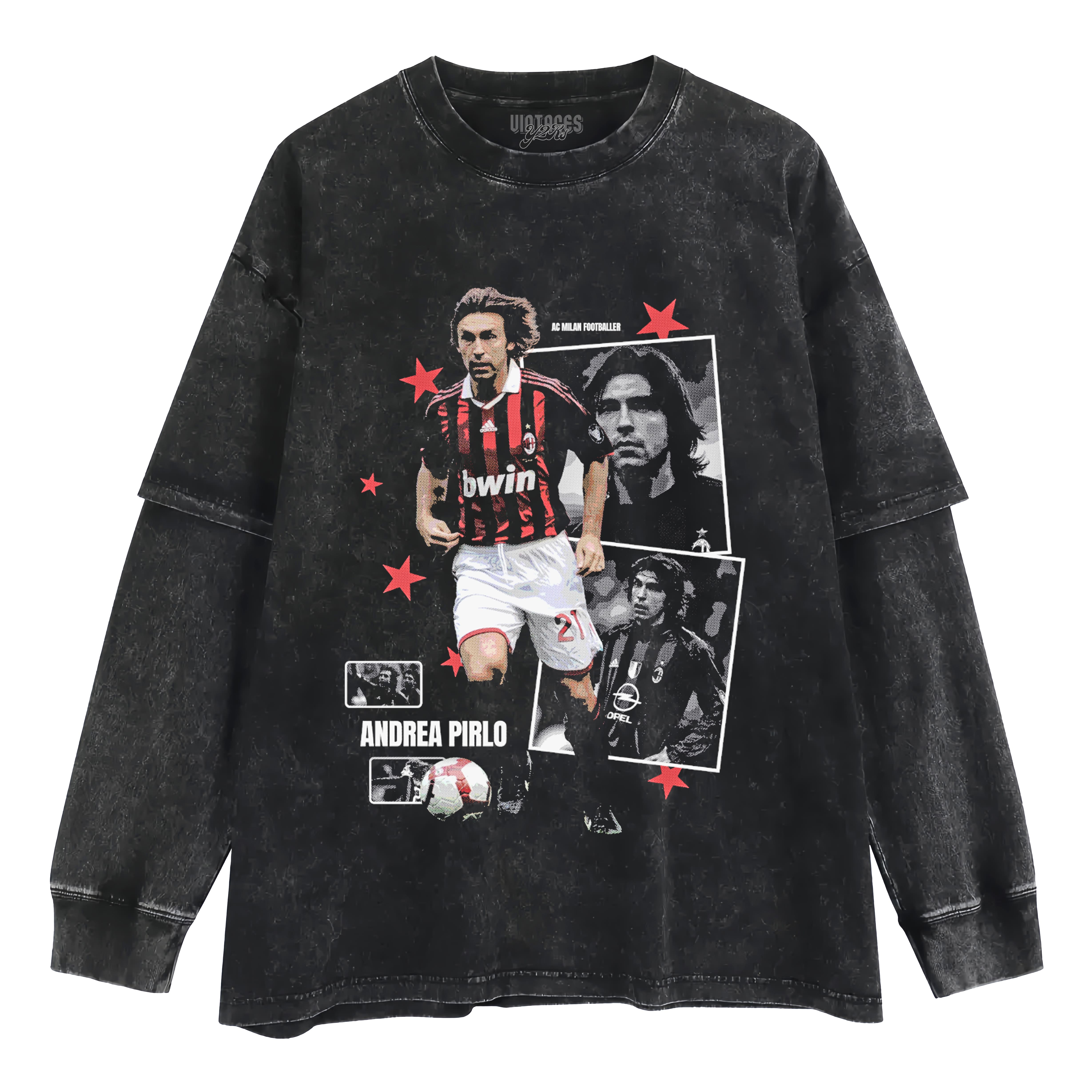 ANDREA PIRLO AC MILAN ARCHIVE TANK TOP & TEE & LONG SLEEVE & LAYERED LS & HOODIE