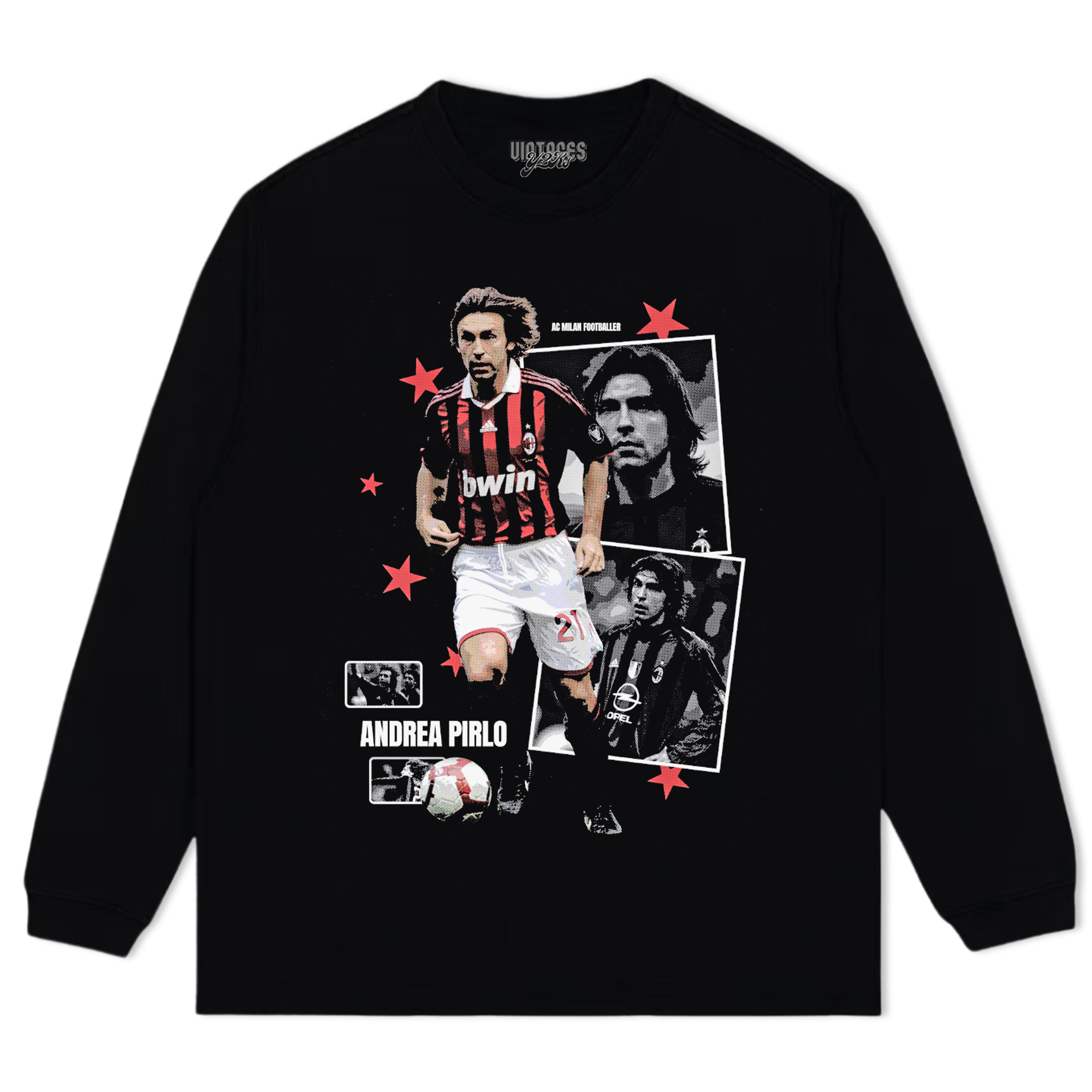 ANDREA PIRLO AC MILAN ARCHIVE TANK TOP & TEE & LONG SLEEVE & LAYERED LS & HOODIE