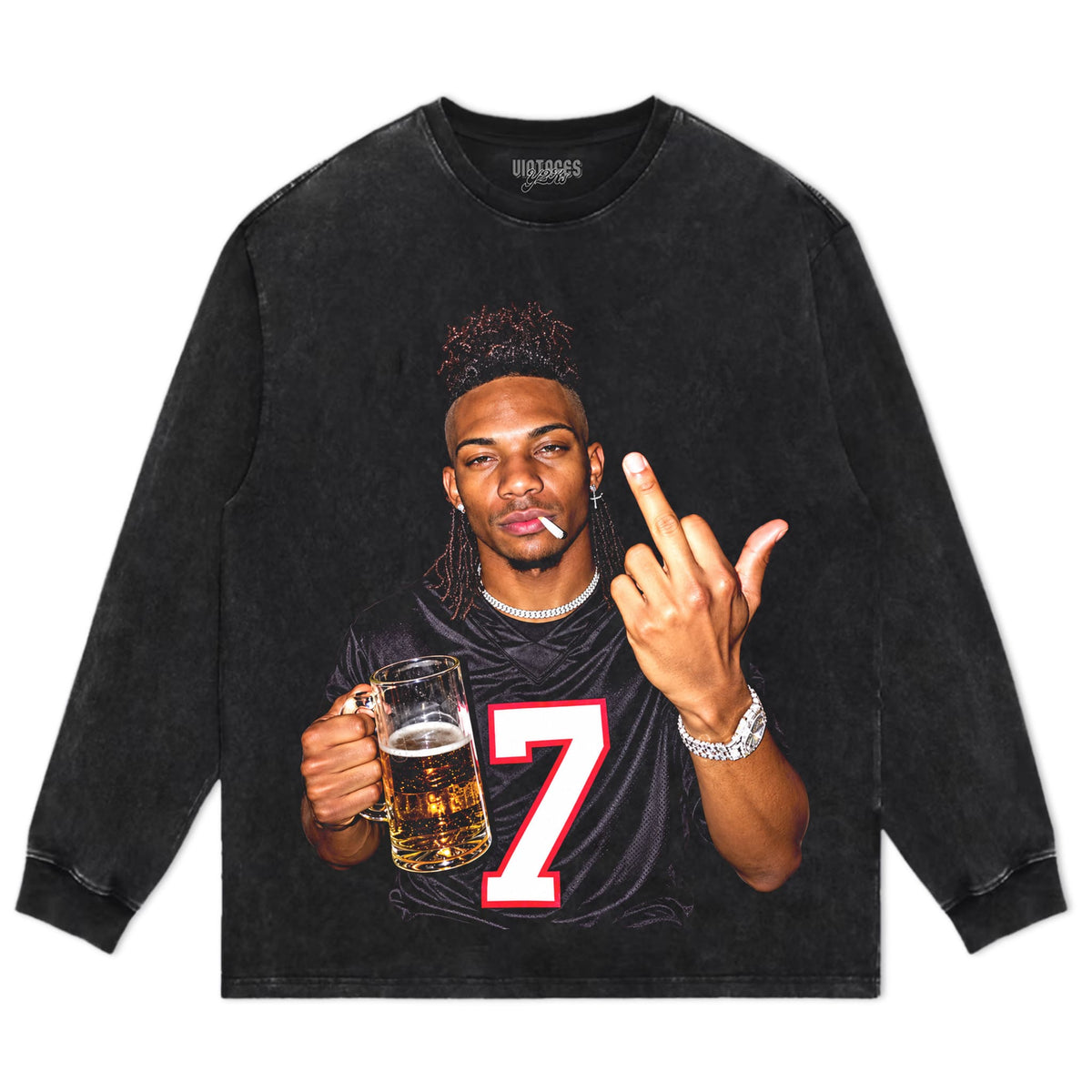 ATLANTA FALCONS BIJAN ROBINSON DRINKING & MIDDLE FINGER TANK TOP & TEE & LONG SLEEVE & LAYERED LS & HOODIE