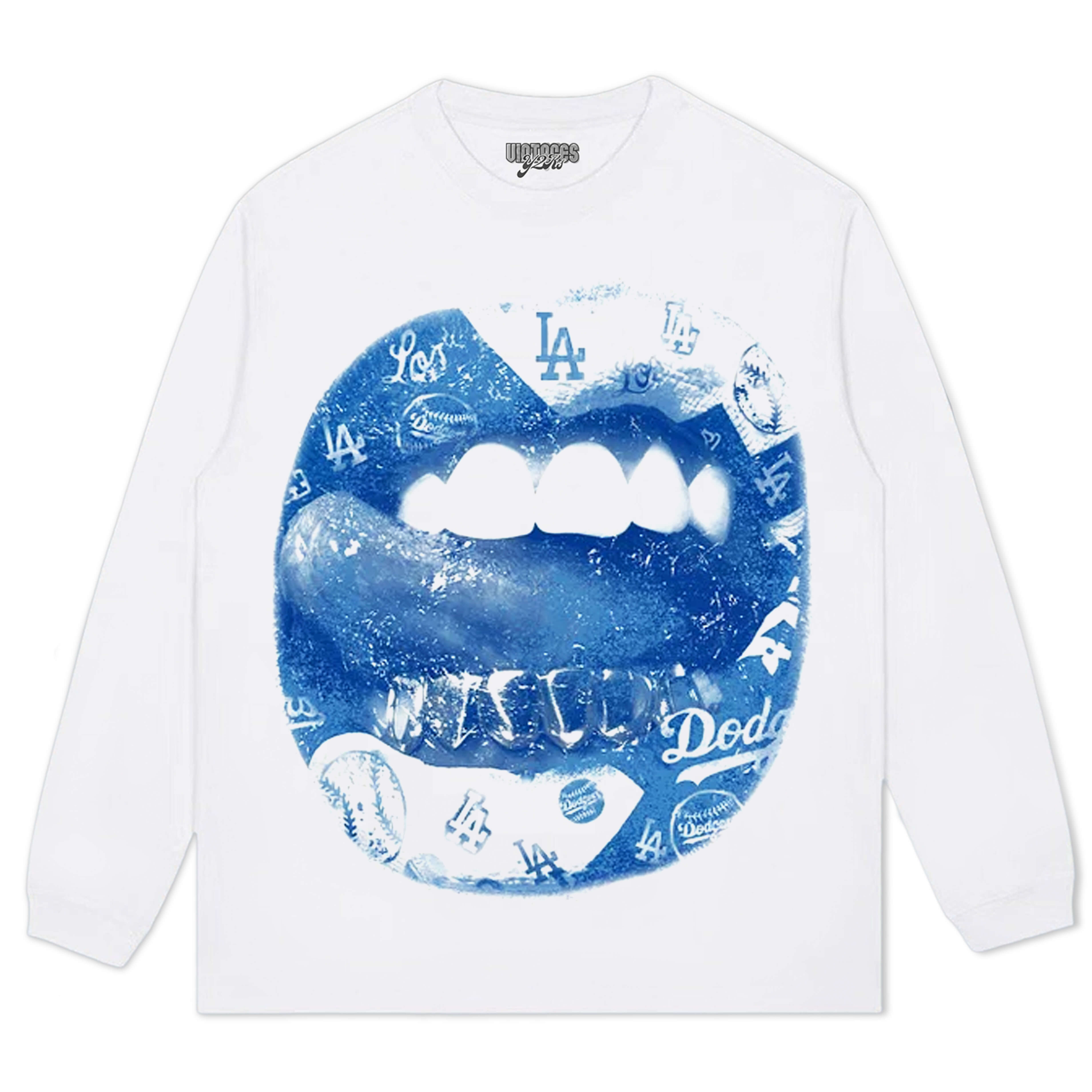 BLUE VINTAGE DODGERS LIP PRINT TEE & LS & HOODIE