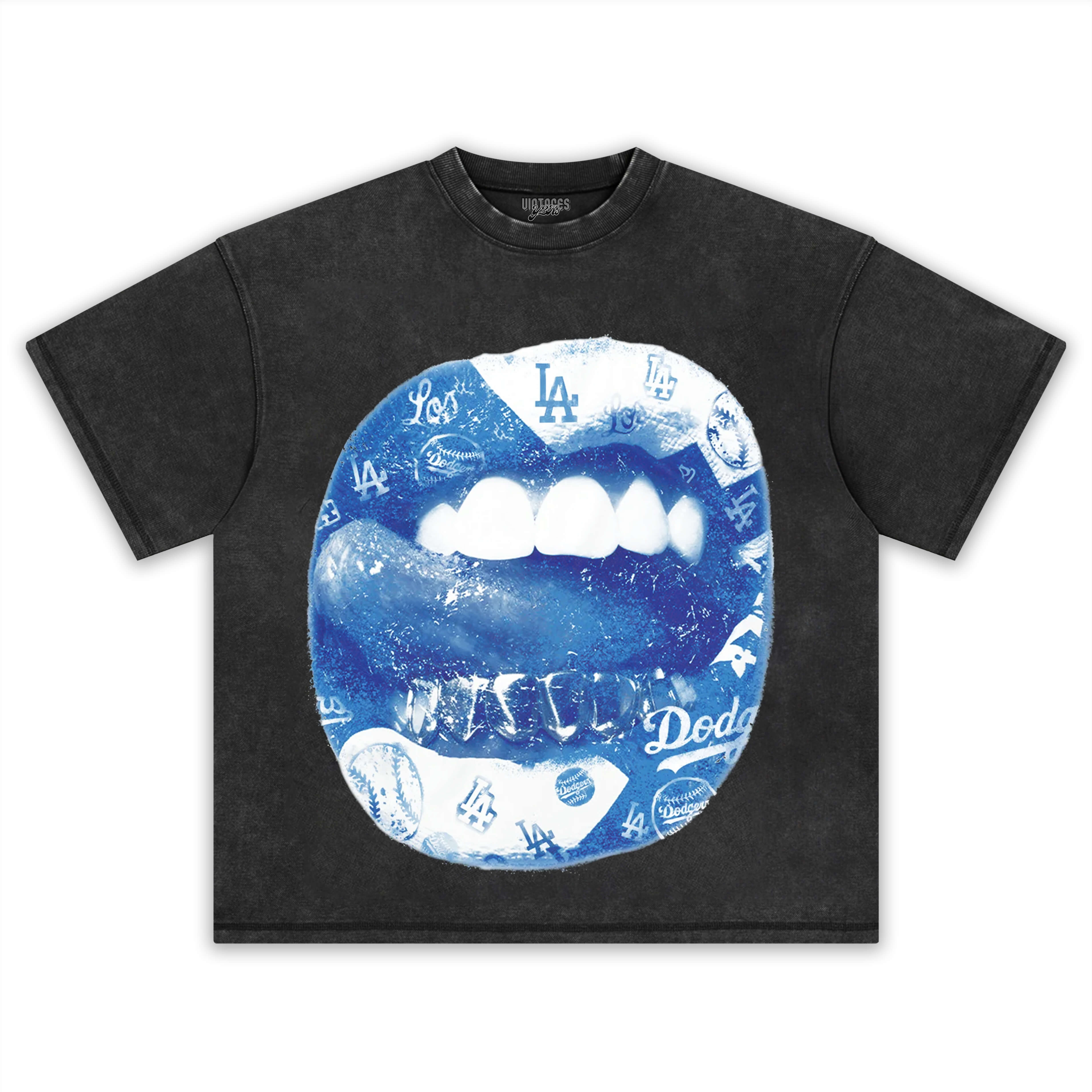 BLUE VINTAGE DODGERS LIP PRINT TEE & LS & HOODIE
