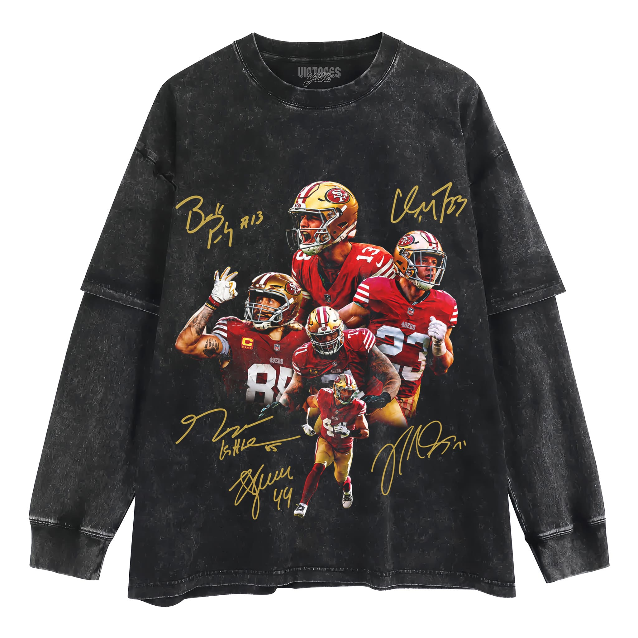 BROCK PURDY & KYLE JUSZCZYK & GEORGE KITTLE & CHRISTIAN MCCAFFREY 49ERS TANK TOP & TEE & LONG SLEEVE & LAYERED LS & HOODIE