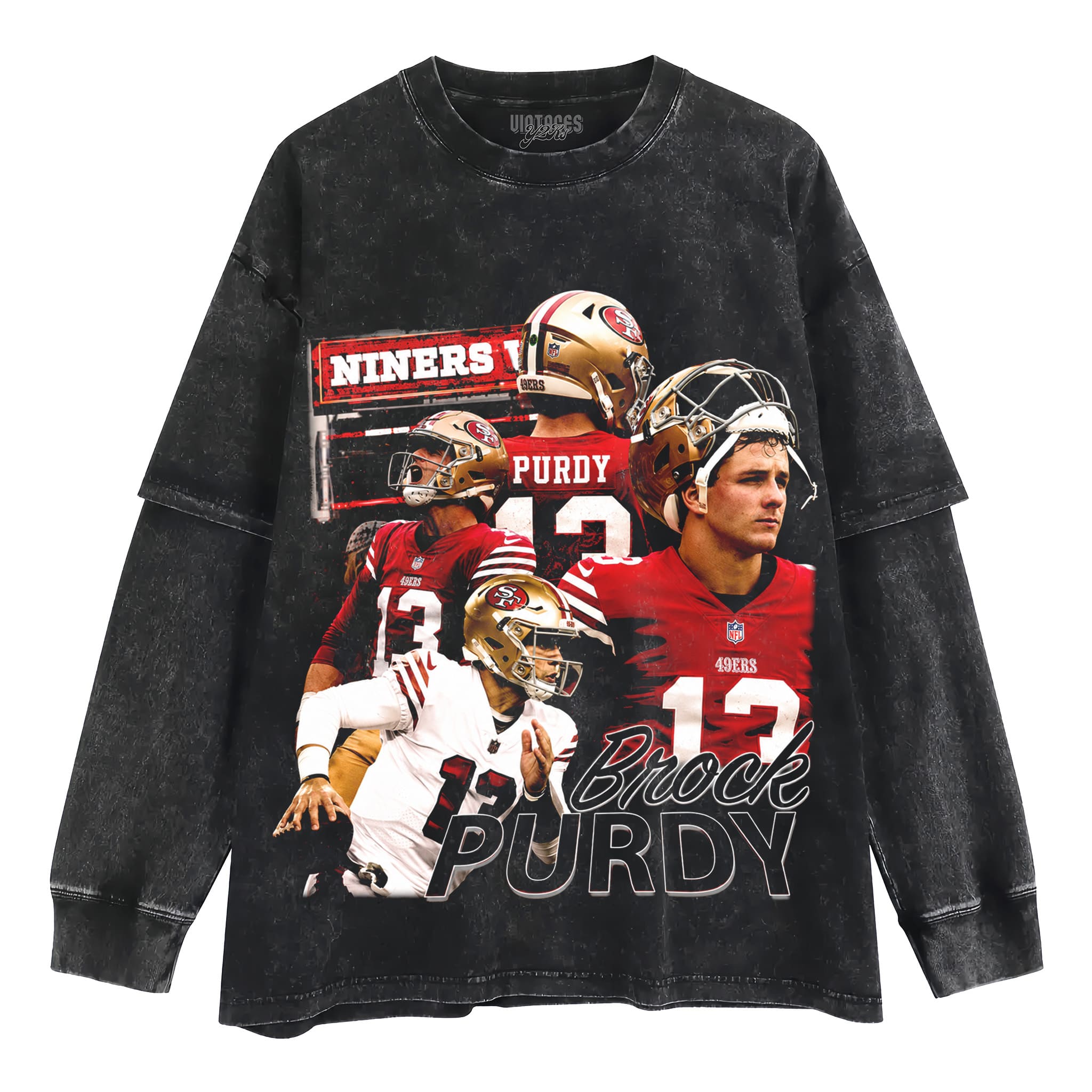 BROCK PURDY V2 VINTAGE 49ERS TANK TOP & TEE & LONG SLEEVE & LAYERED LS & HOODIE