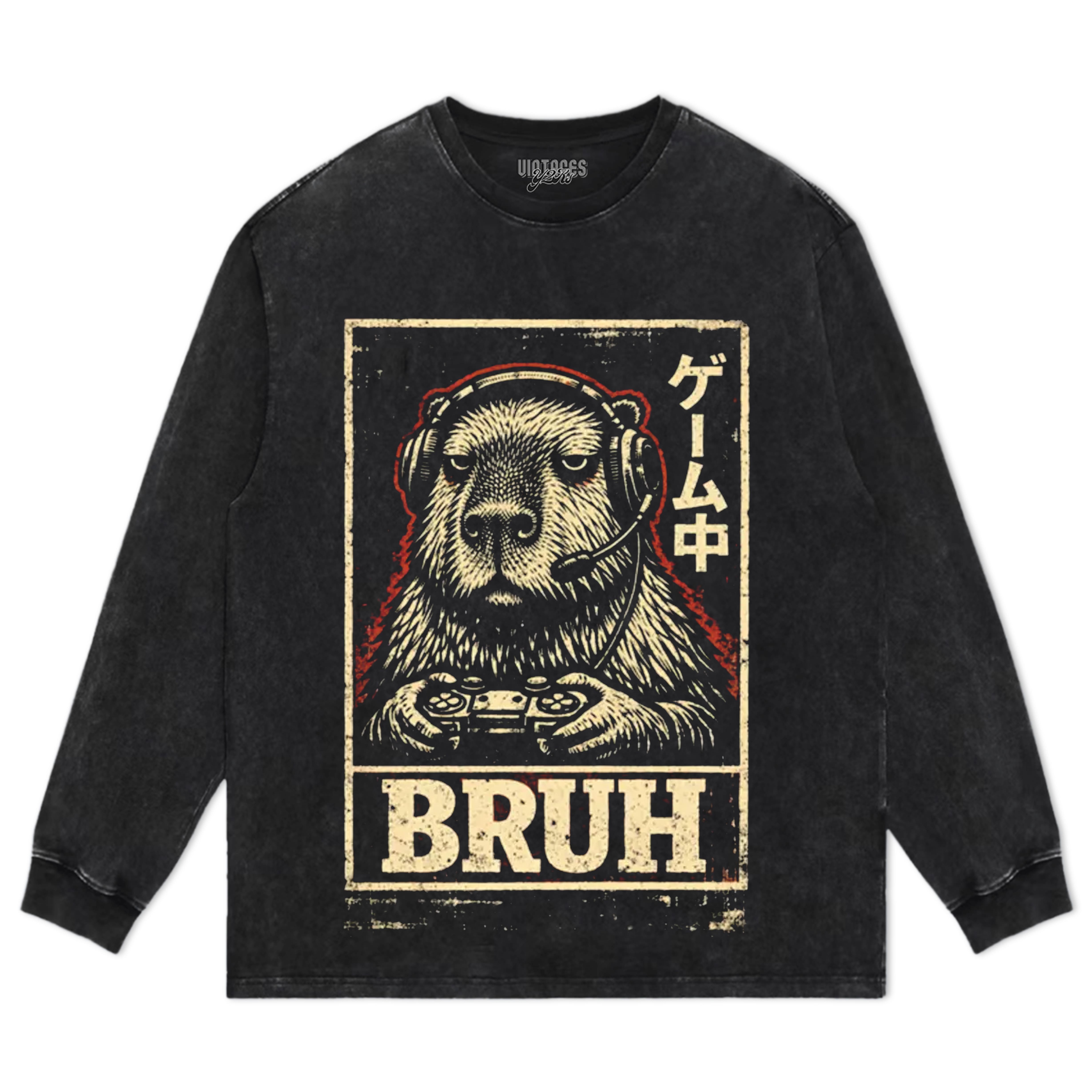 BRUH CAPYBARA GAMER VIDEO GAMES MEME TEE & LS & HOODIE