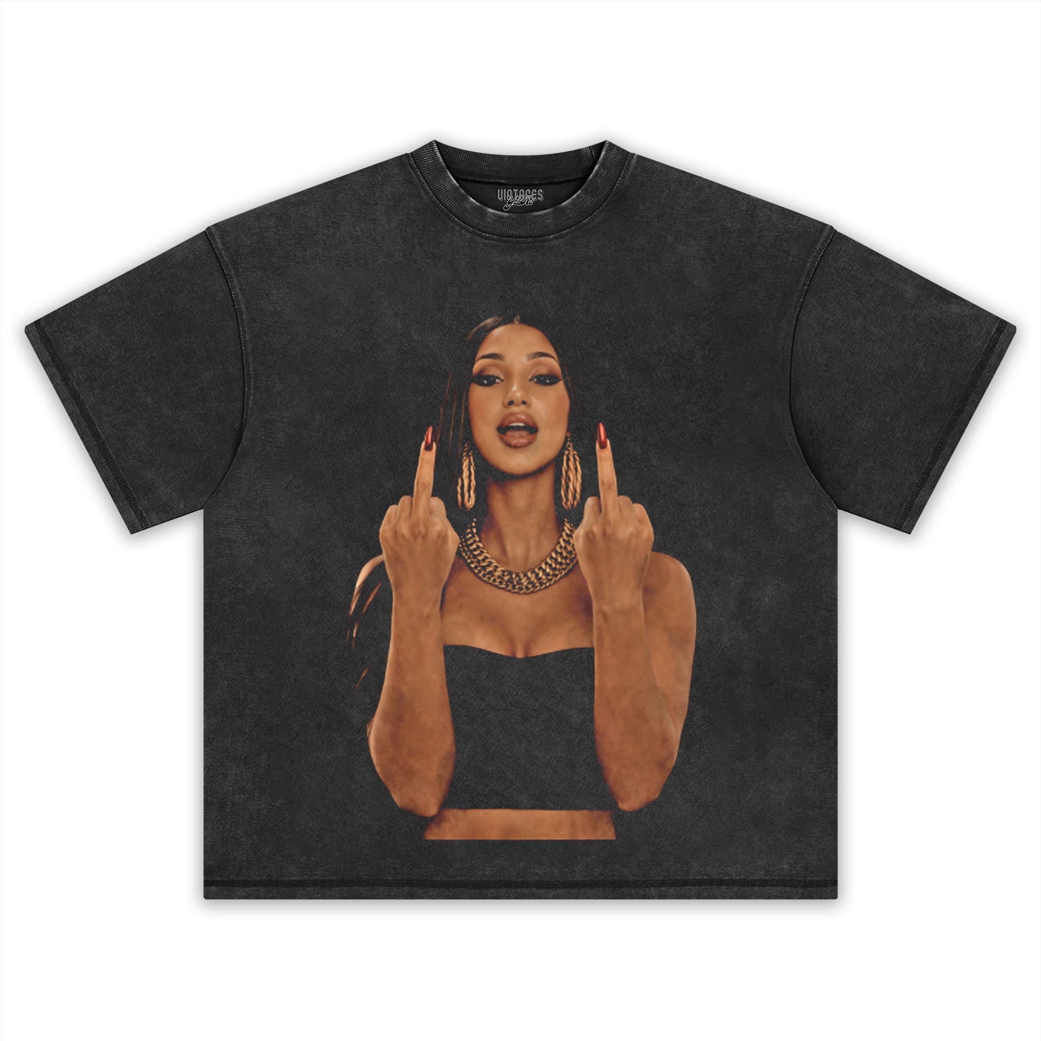 CARDI B MIDDLE FINGER MEME VINTAGE TANK TOP & TEE & LONG SLEEVE & LAYERED LS & HOODIE