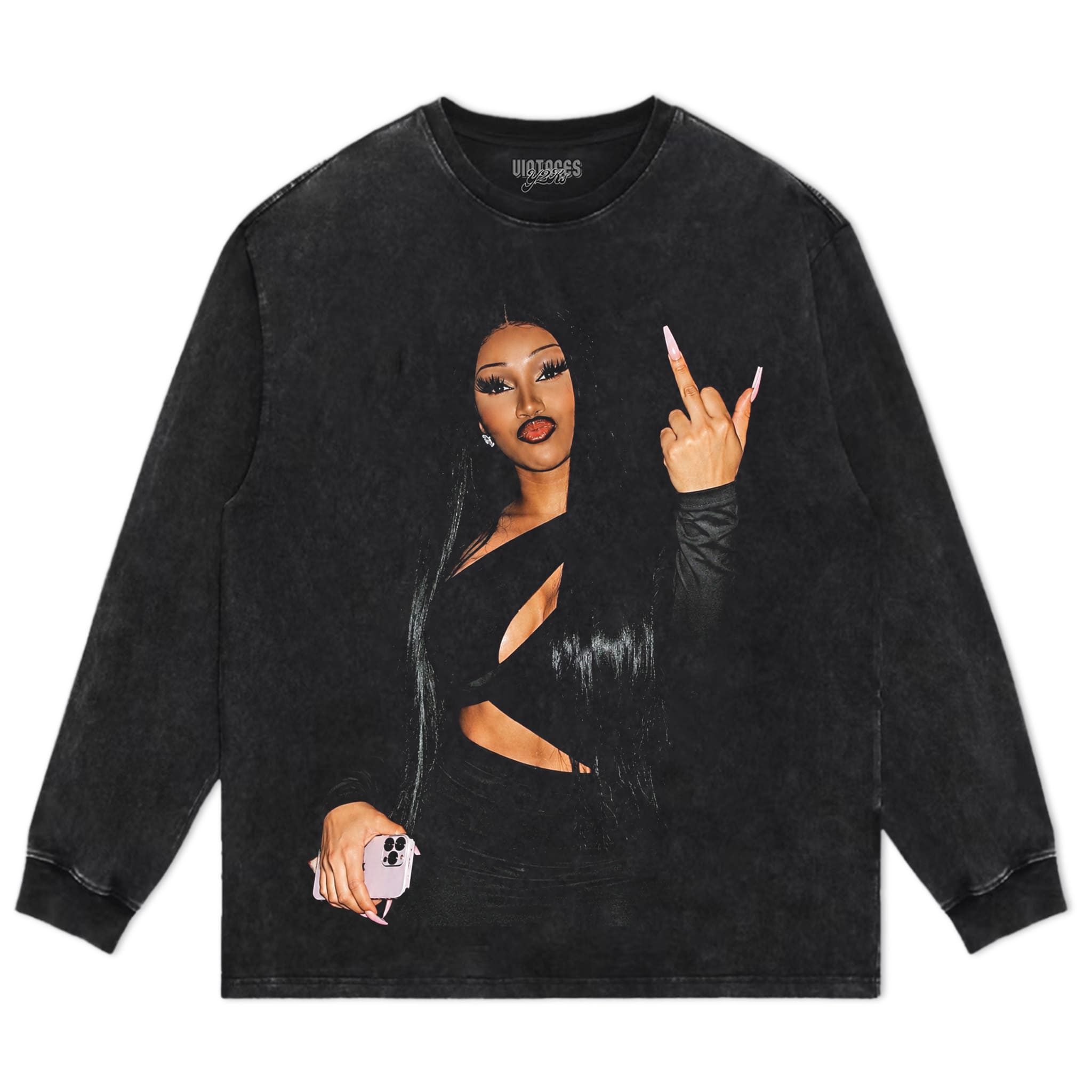 CARDI B MIDDLE FINGER MEME VINTAGE V2 TANK TOP & TEE & LONG SLEEVE & LAYERED LS & HOODIE