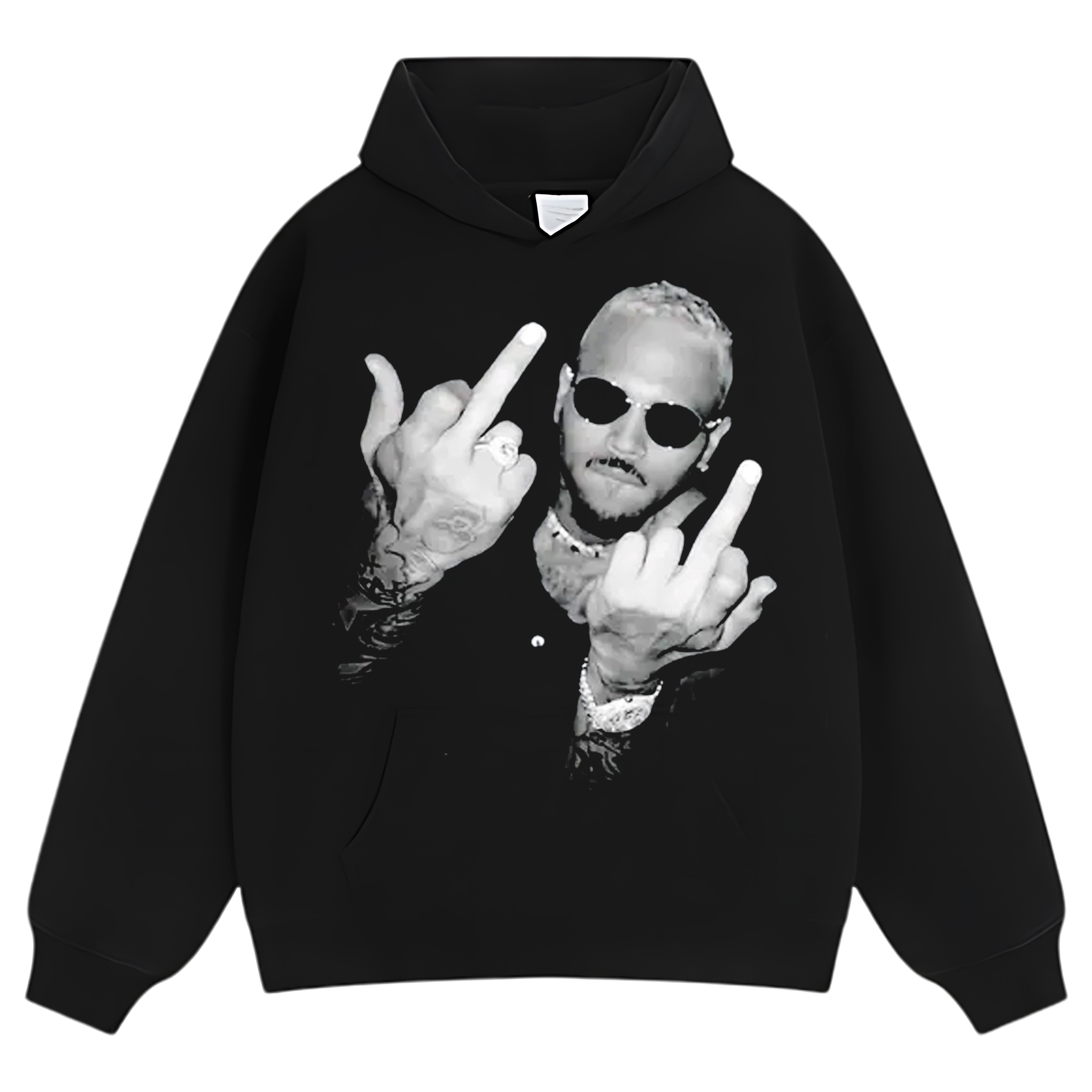CHRIS BROWN VINTAGE MIDDLE FINGER  TEE & LS & HOODIE