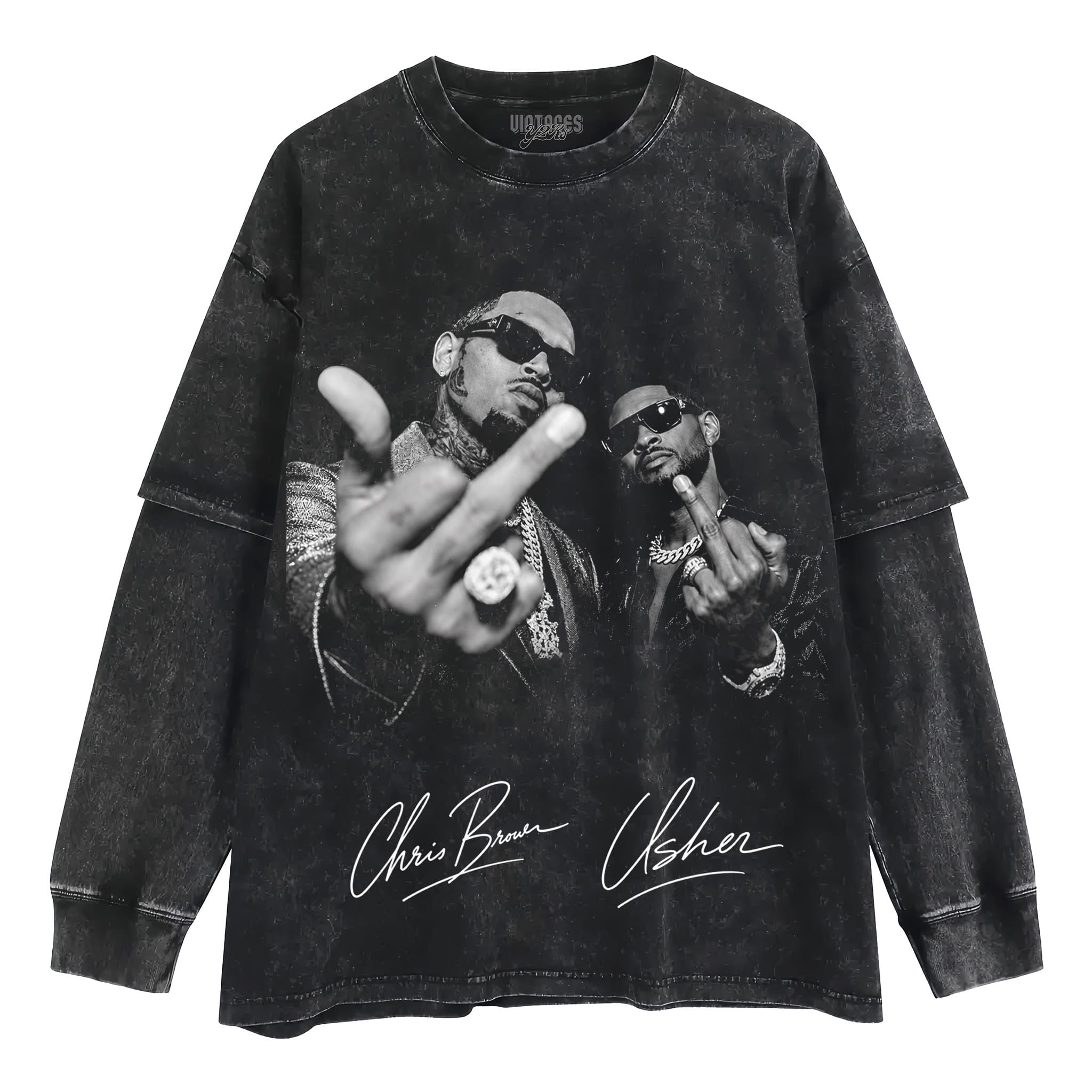 CHRIS BROWN & USHER V2 TANK TOP & TEE & LONG SLEEVE & LAYERED LS & HOODIE