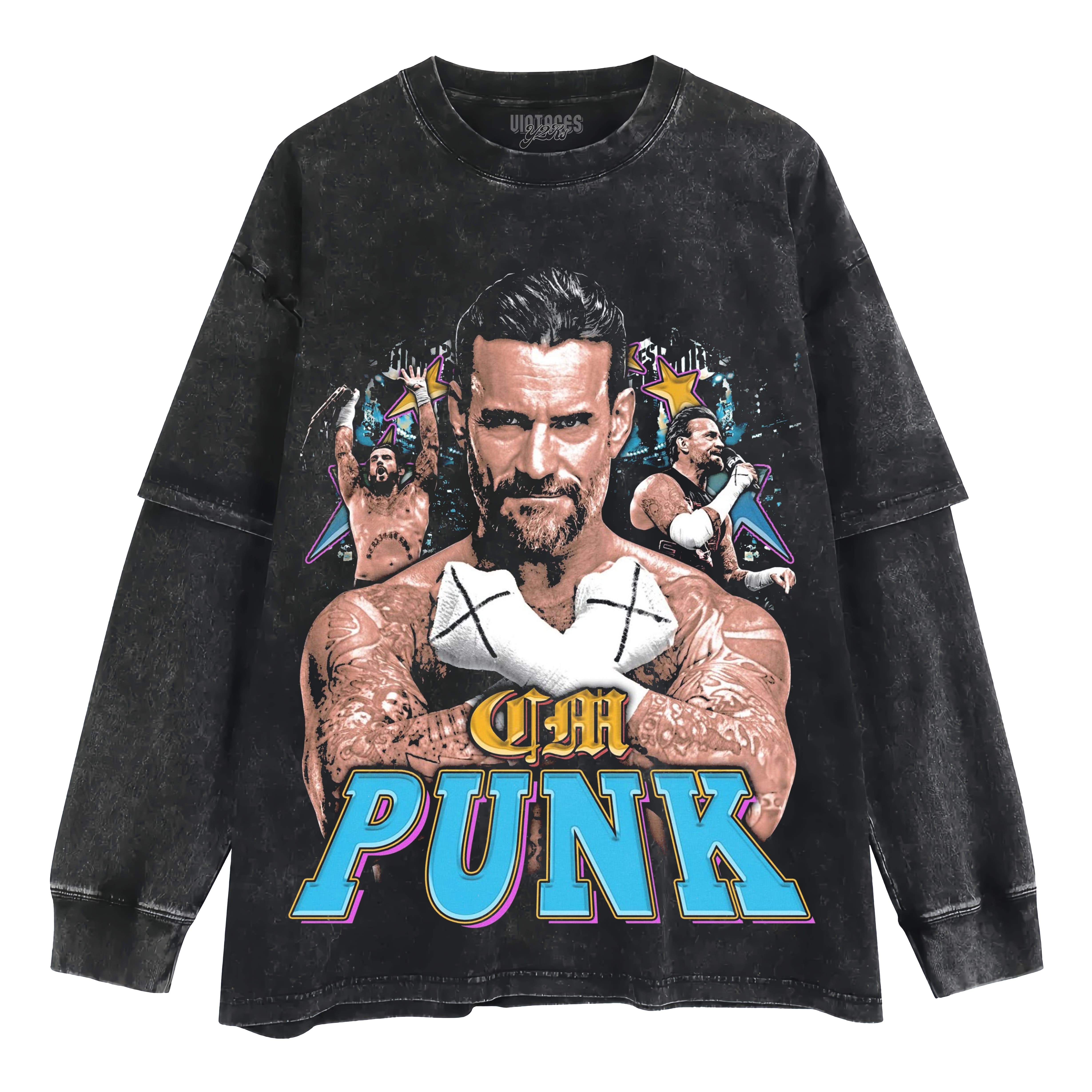 CM PUNK VINTAGE STYLE LAYERED LONG SLEEVE