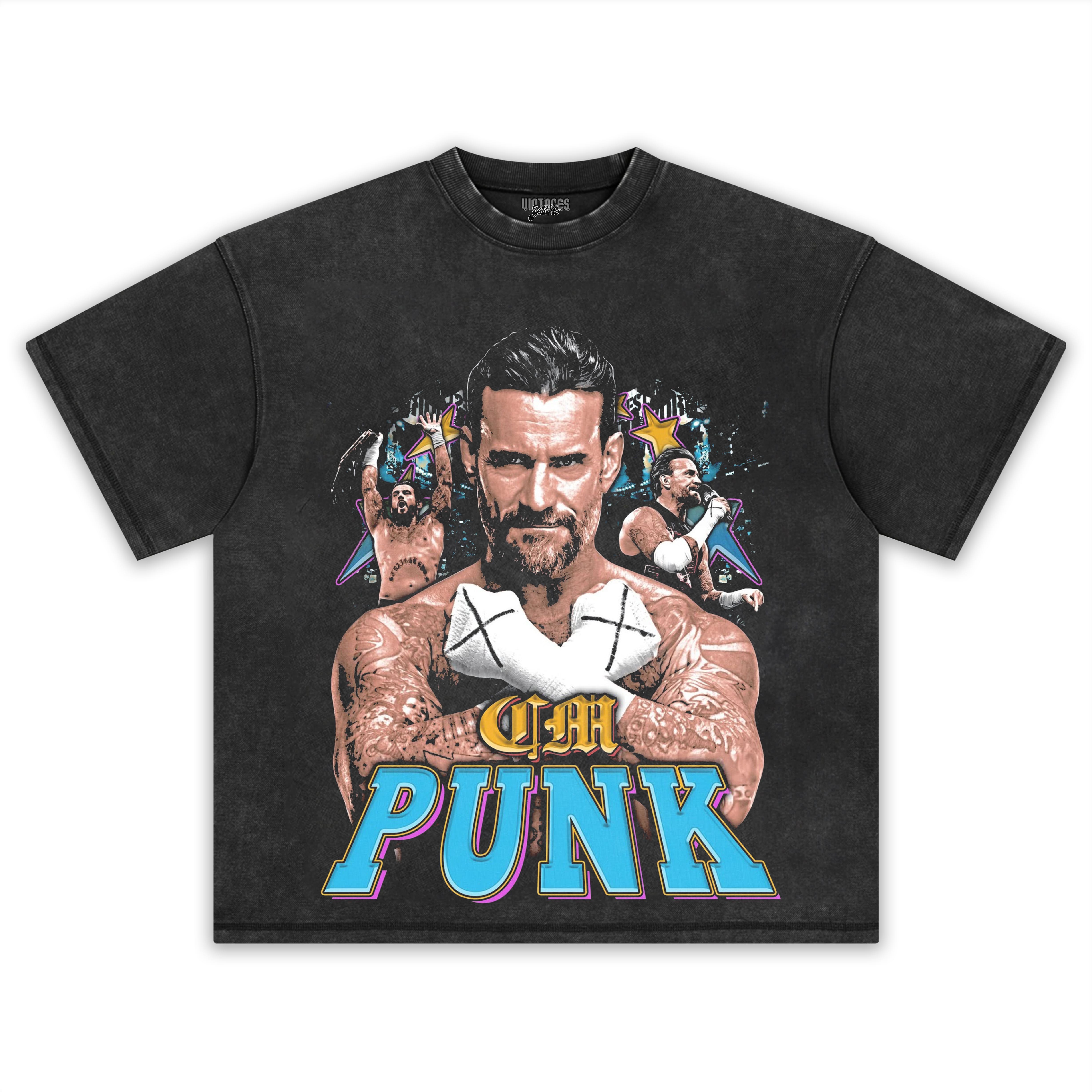 CM PUNK VINTAGE STYLE TEE & LS & HOODIE