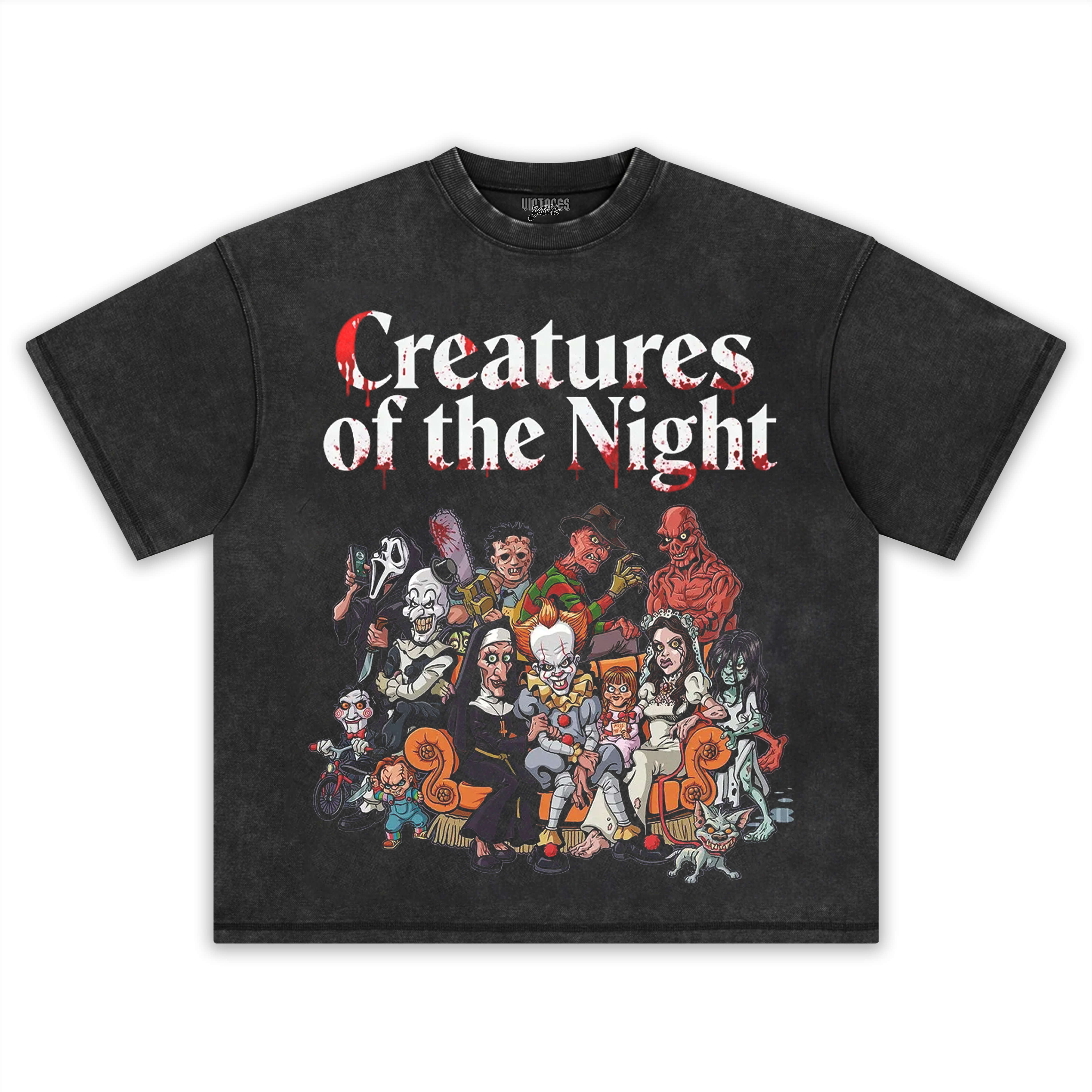 CREATURES OF THE NIGHT VINTAGE CLOTHES HALLOWEEN TEE & LS & HOODIE