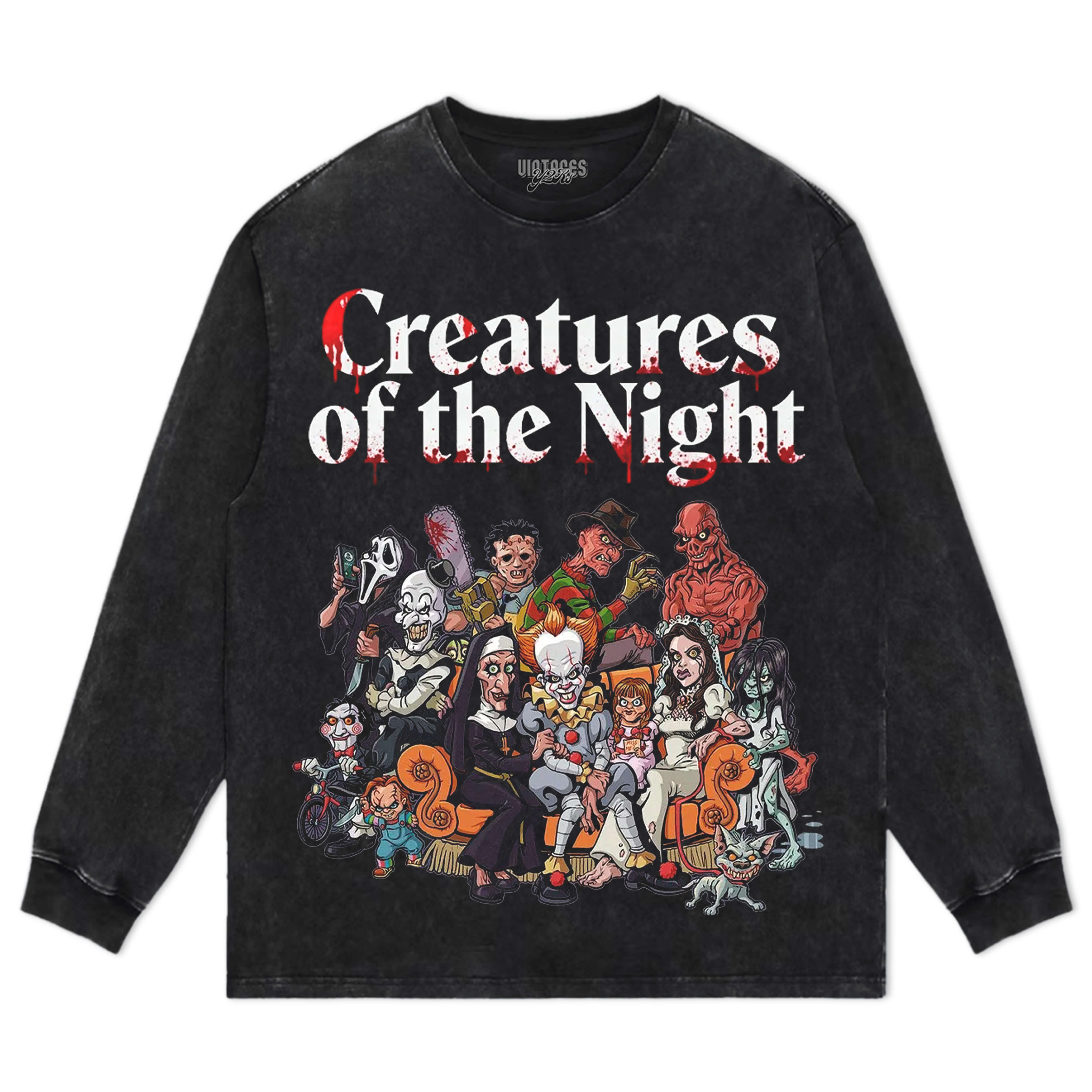 CREATURES OF THE NIGHT VINTAGE CLOTHES HALLOWEEN TEE & LS & HOODIE