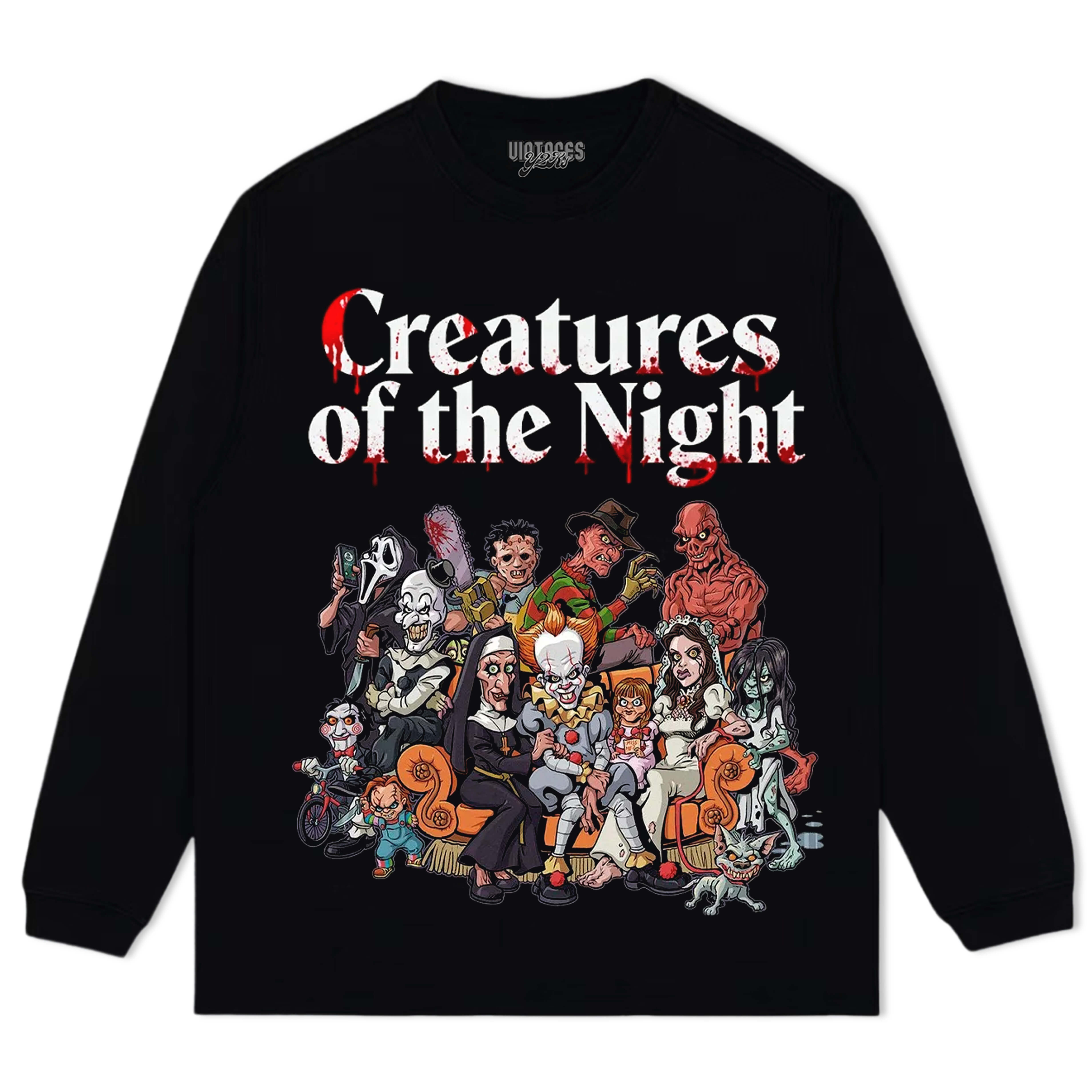 CREATURES OF THE NIGHT VINTAGE CLOTHES HALLOWEEN TEE & LS & HOODIE