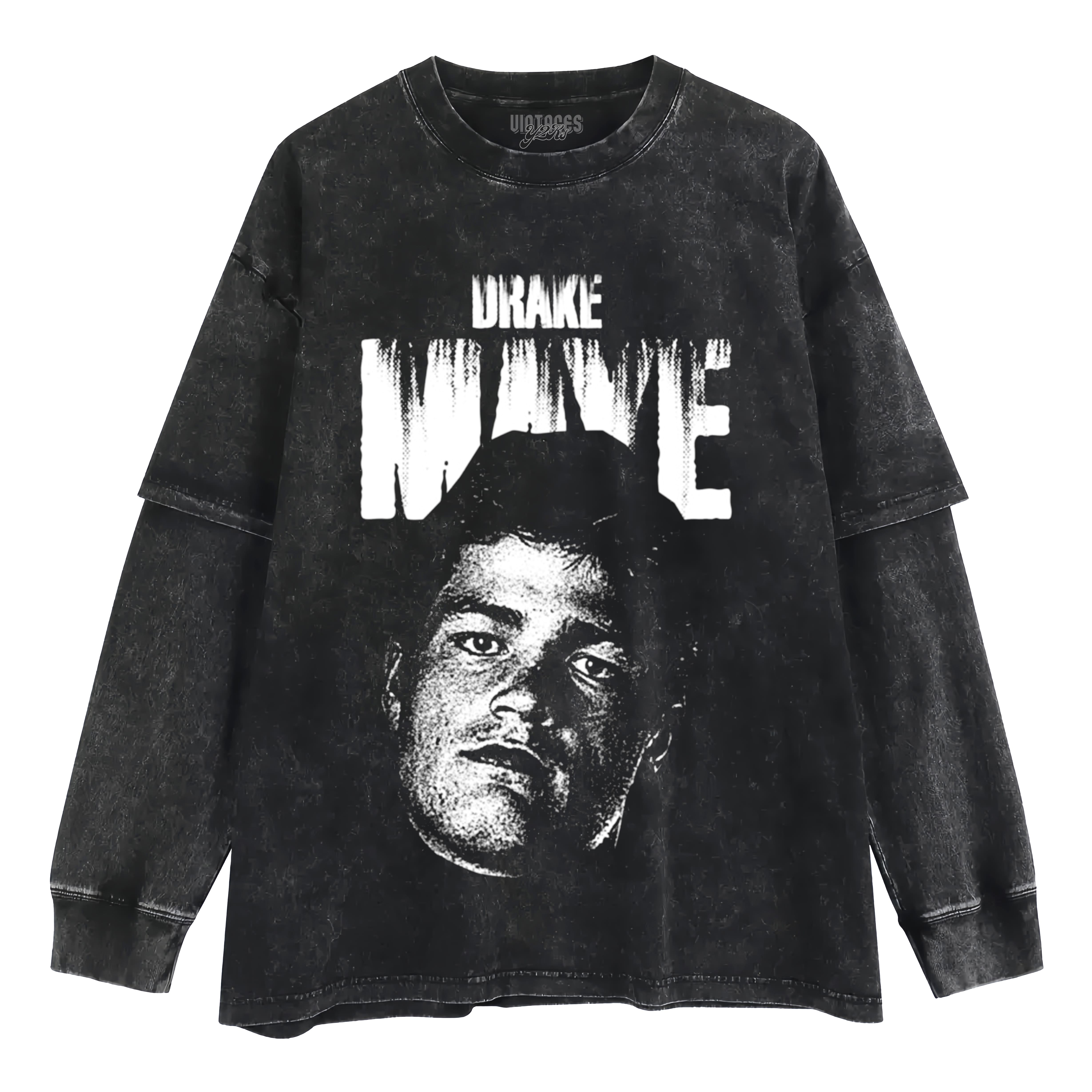 DRAKE MAYE GRUNGE WHITE LAYERED LONG SLEEVE