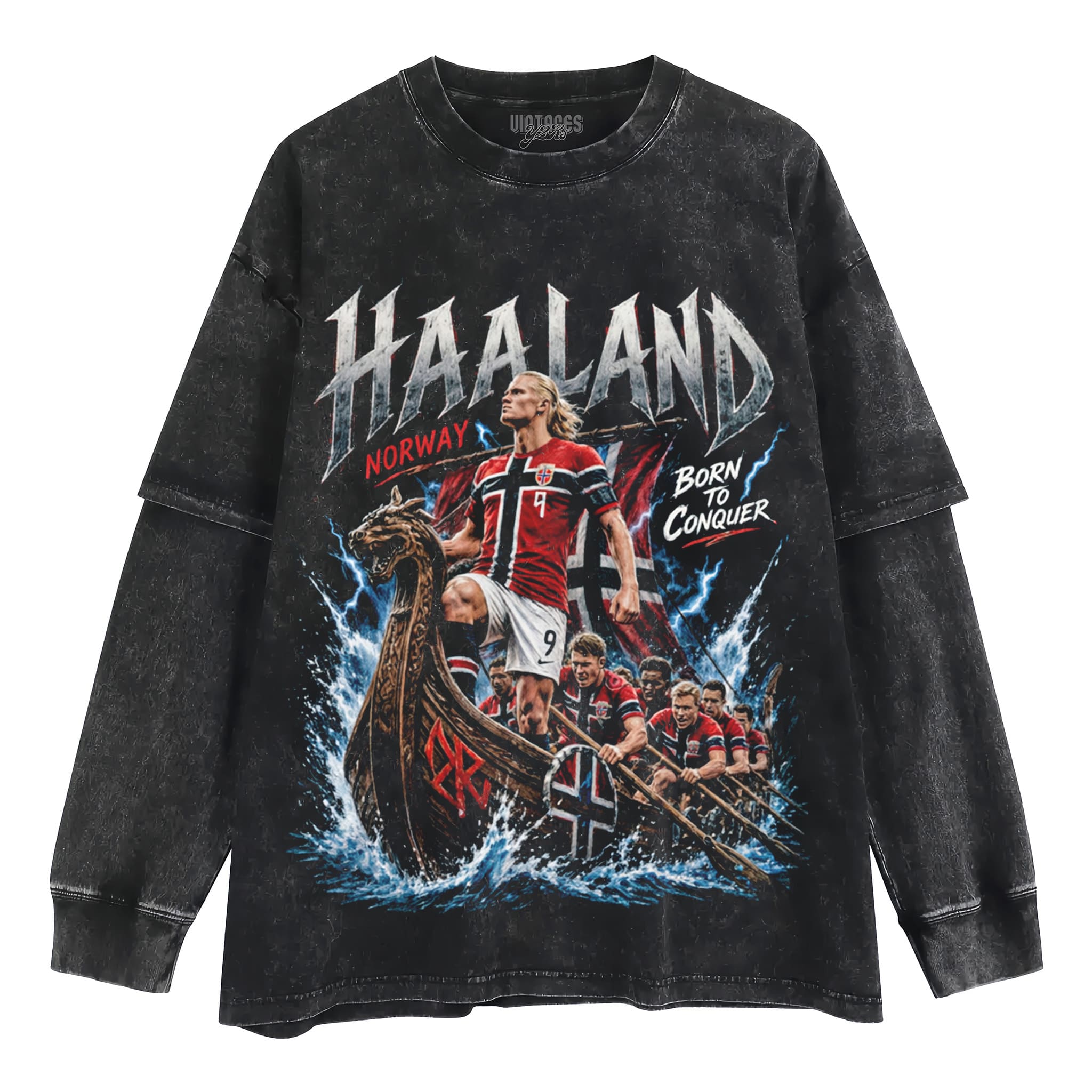 ERLING HAALAND  - NORWAY VIKING BORN TO CONQUER TANK TOP & TEE & LONG SLEEVE & LAYERED LS & HOODIE