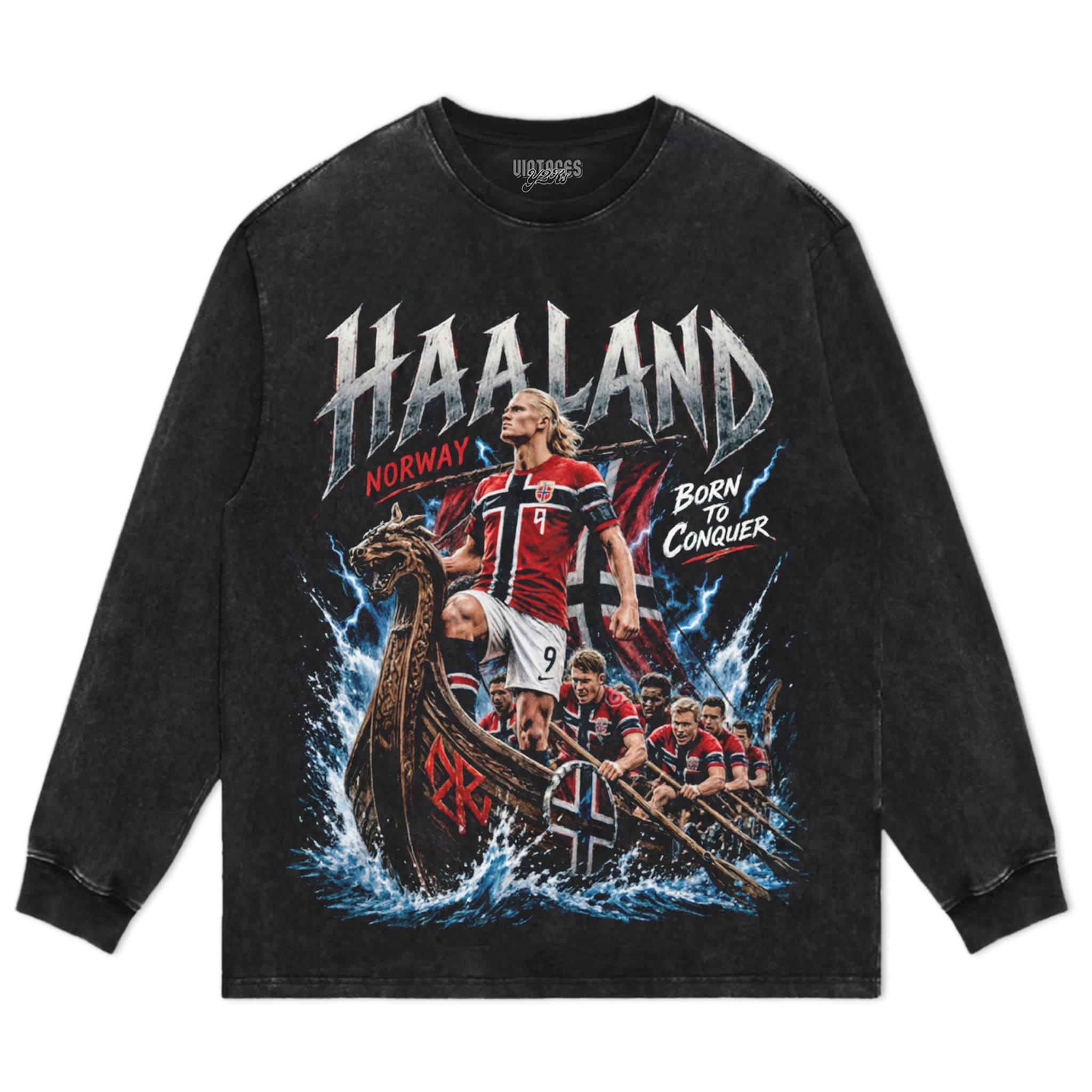 ERLING HAALAND  - NORWAY VIKING BORN TO CONQUER TANK TOP & TEE & LONG SLEEVE & LAYERED LS & HOODIE