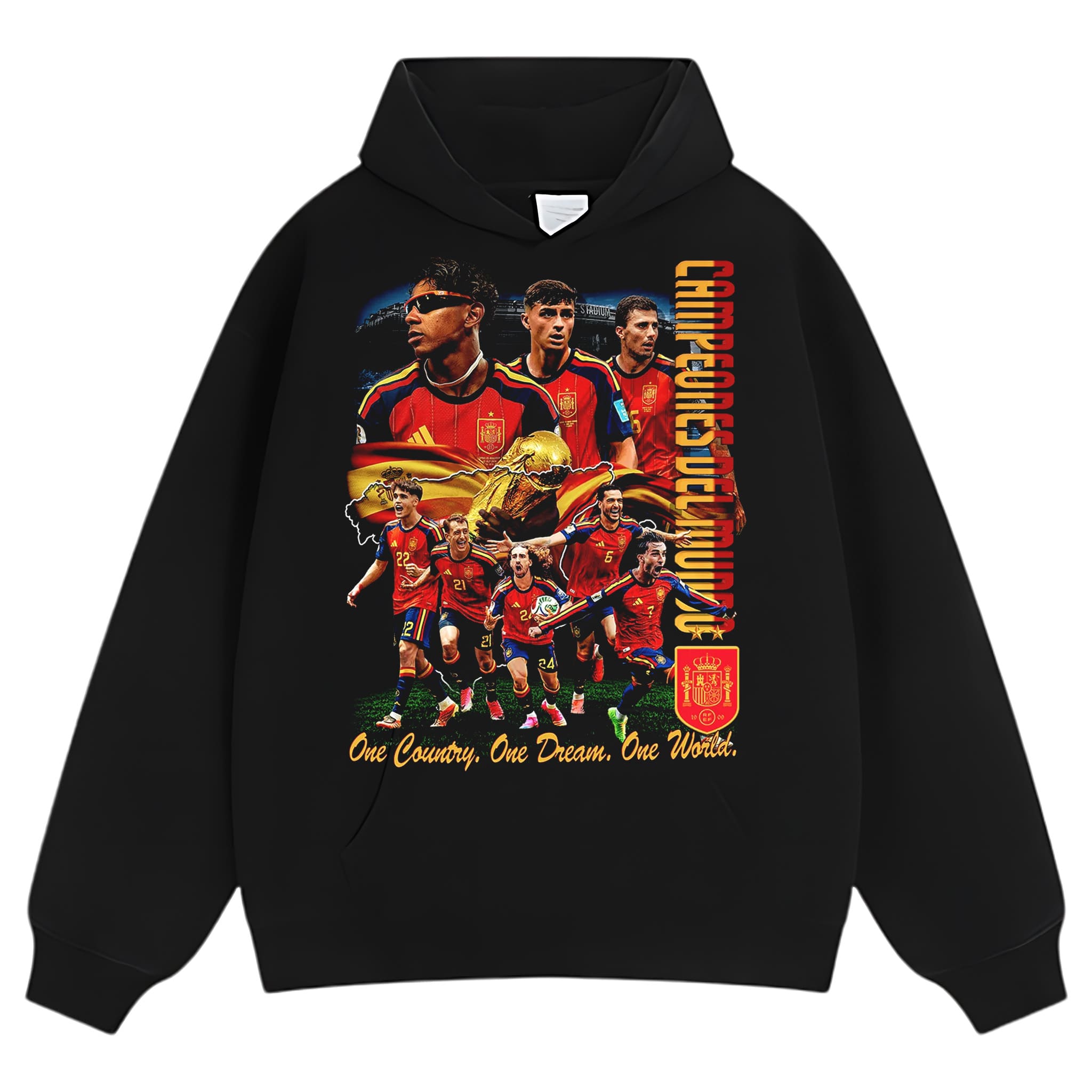 ESPAÑA WORLD CHAMPIONS WASHED BLACK TANK TOP & TEE & LONG SLEEVE & LAYERED LS & HOODIE