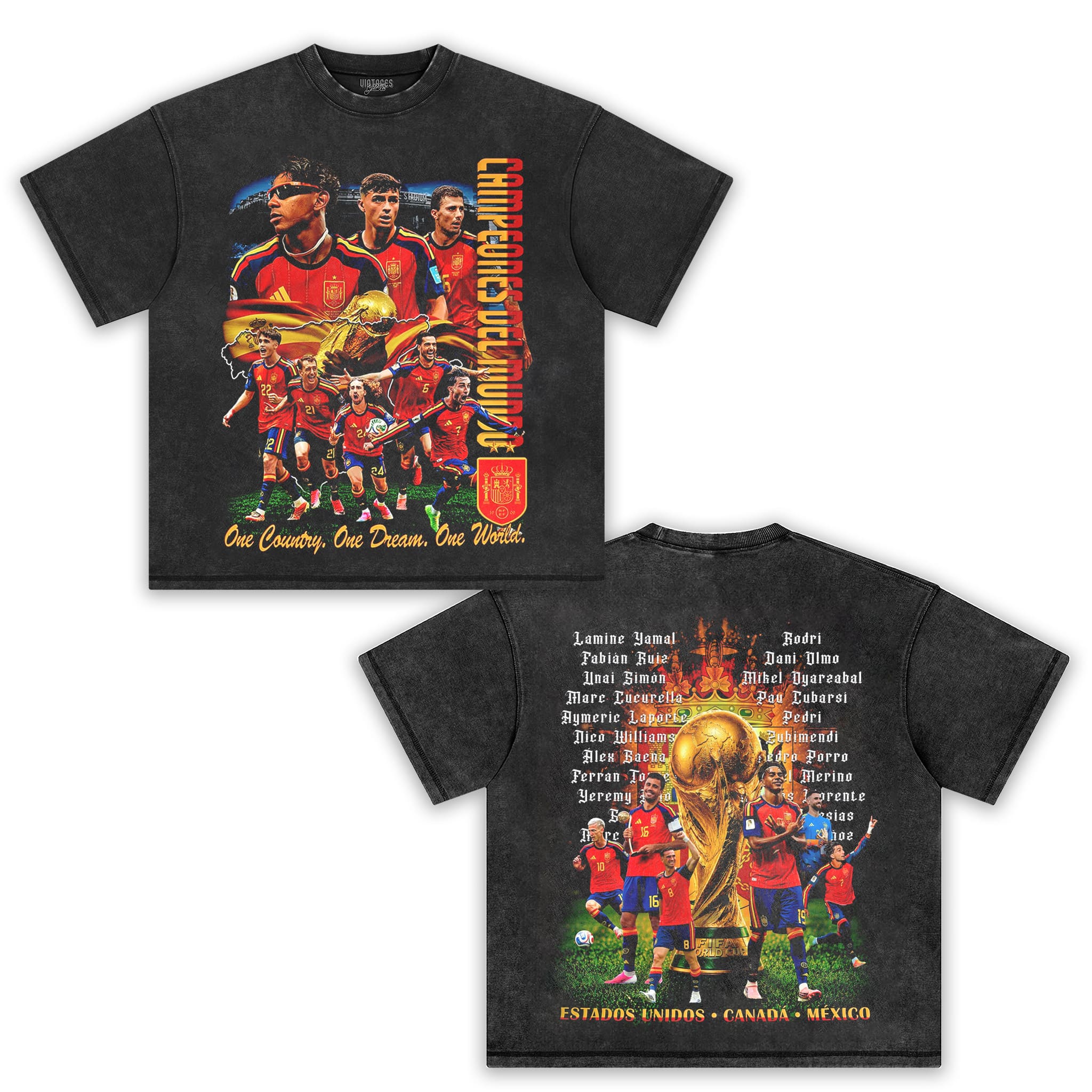 ESPAÑA WORLD CHAMPIONS WASHED BLACK V2 TANK TOP & TEE