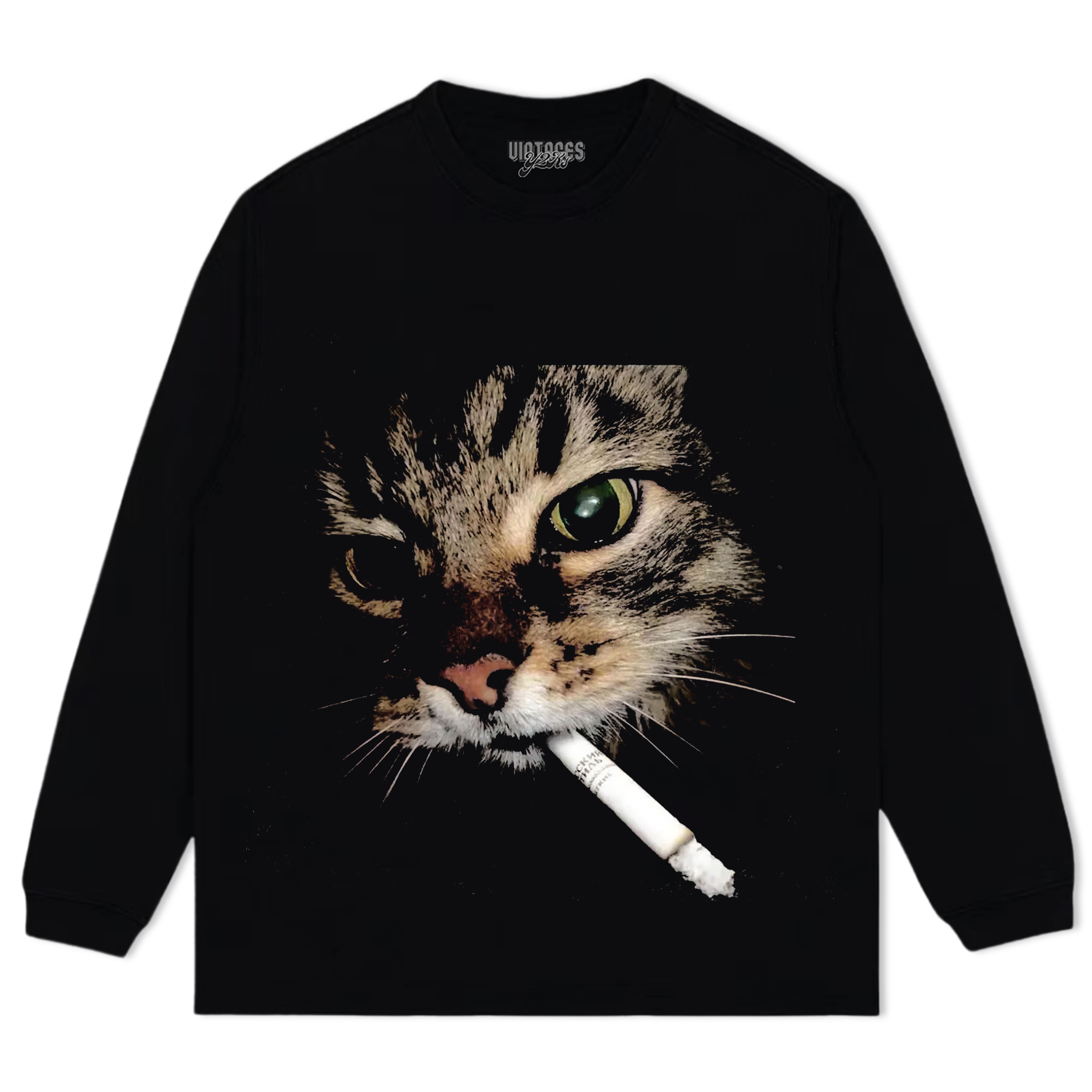 FUNNY CAT SMOKING COMFORT COLORS TEE & LS & HOODIE