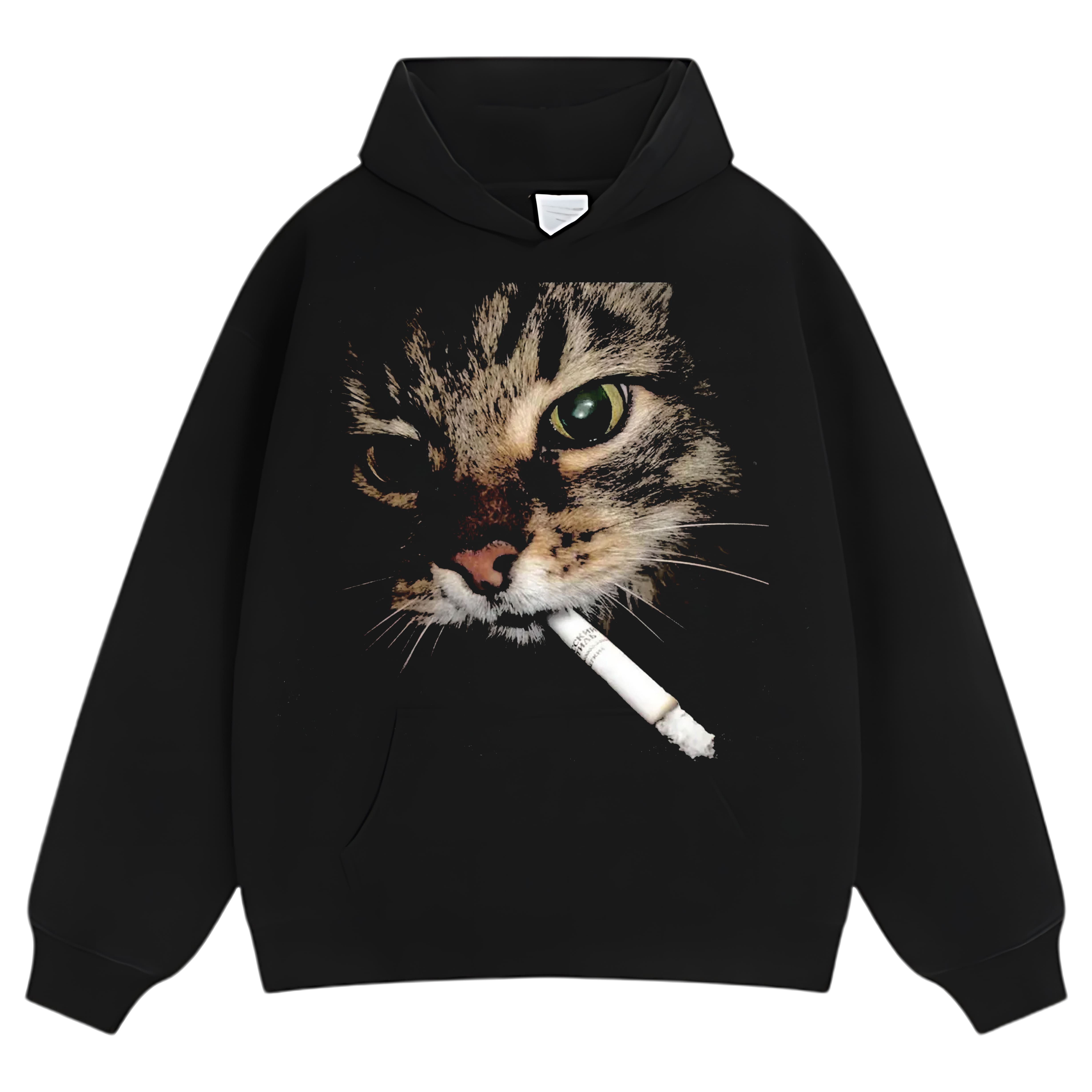FUNNY CAT SMOKING COMFORT COLORS TEE & LS & HOODIE
