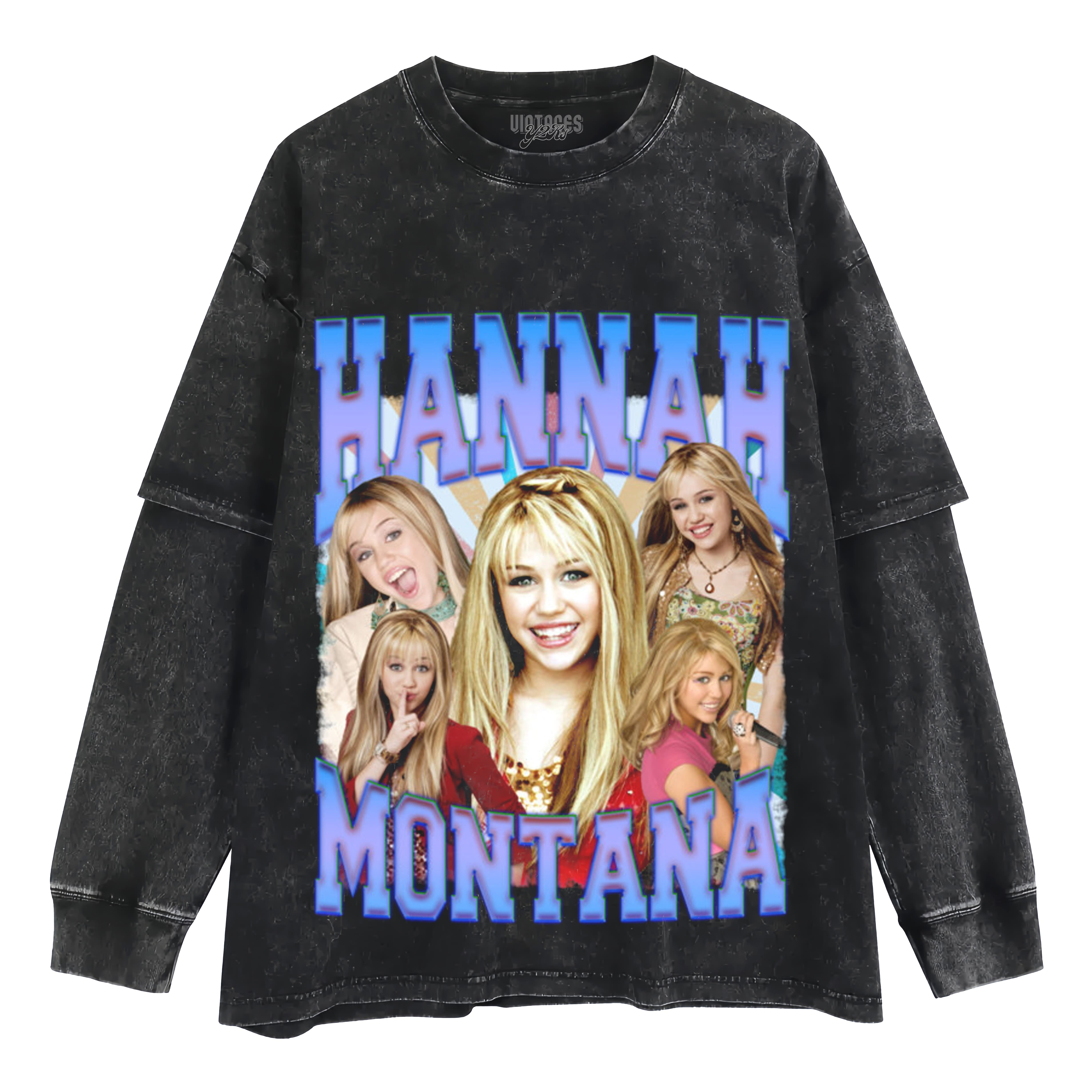 HANNAH MONTANA - VINTAGE 90S RETRO STYLE LAYERED LONG SLEEVE