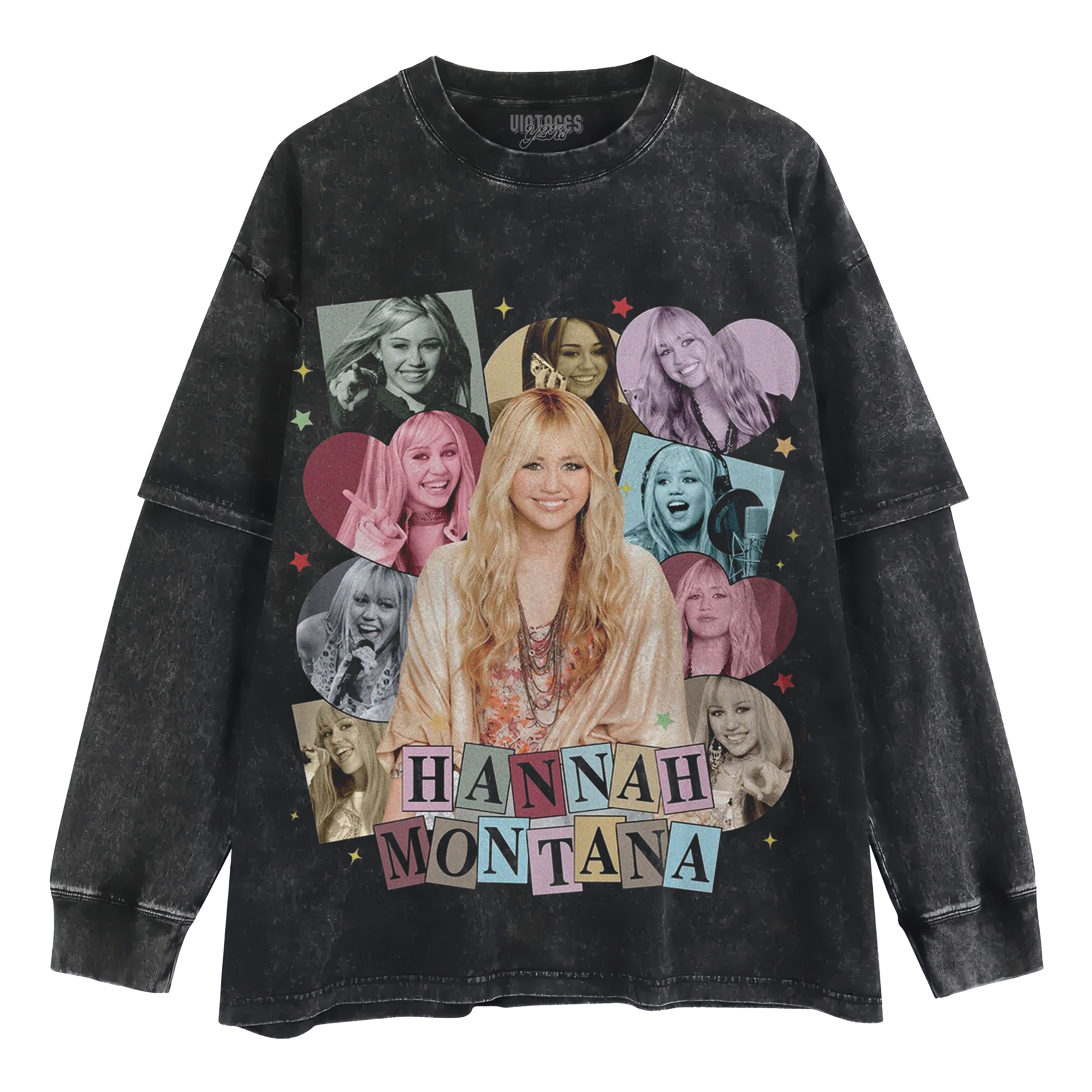 HANNAH MONTANA - VINTAGE 90S RETRO STYLE V4 LAYERED LONG SLEEVE