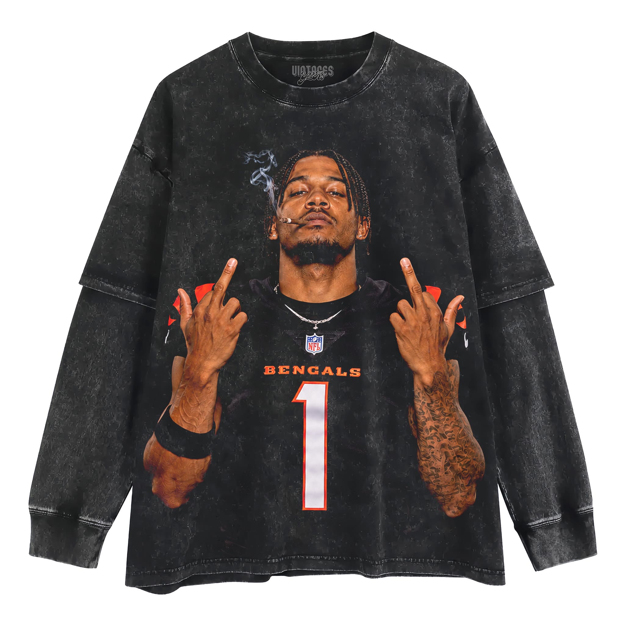 JA’MARR CHASE MIDDLE FINGER TANK TOP & TEE & LONG SLEEVE & LAYERED LS & HOODIE