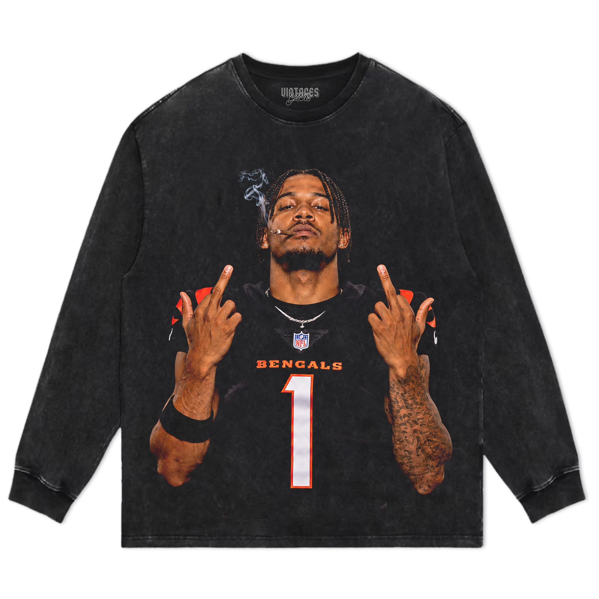 JA’MARR CHASE MIDDLE FINGER TANK TOP & TEE & LONG SLEEVE & LAYERED LS & HOODIE