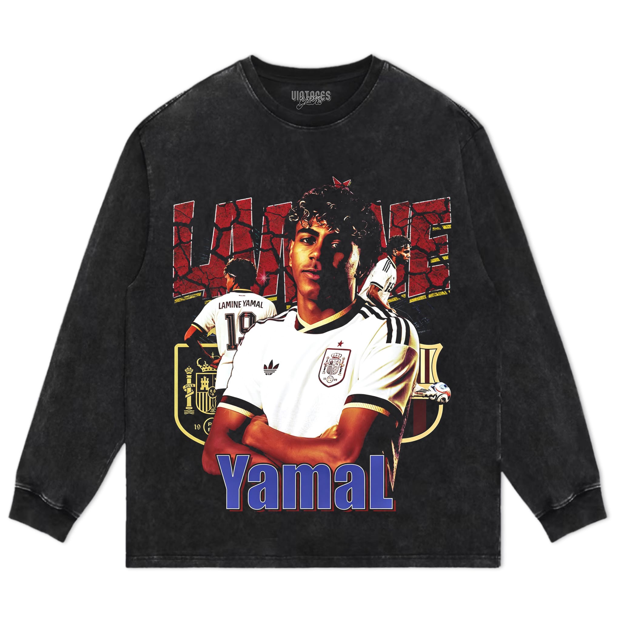 LAMINE YAMAL 2026 VINTAGE V4 TANK TOP & TEE & LONG SLEEVE & LAYERED LS & HOODIE