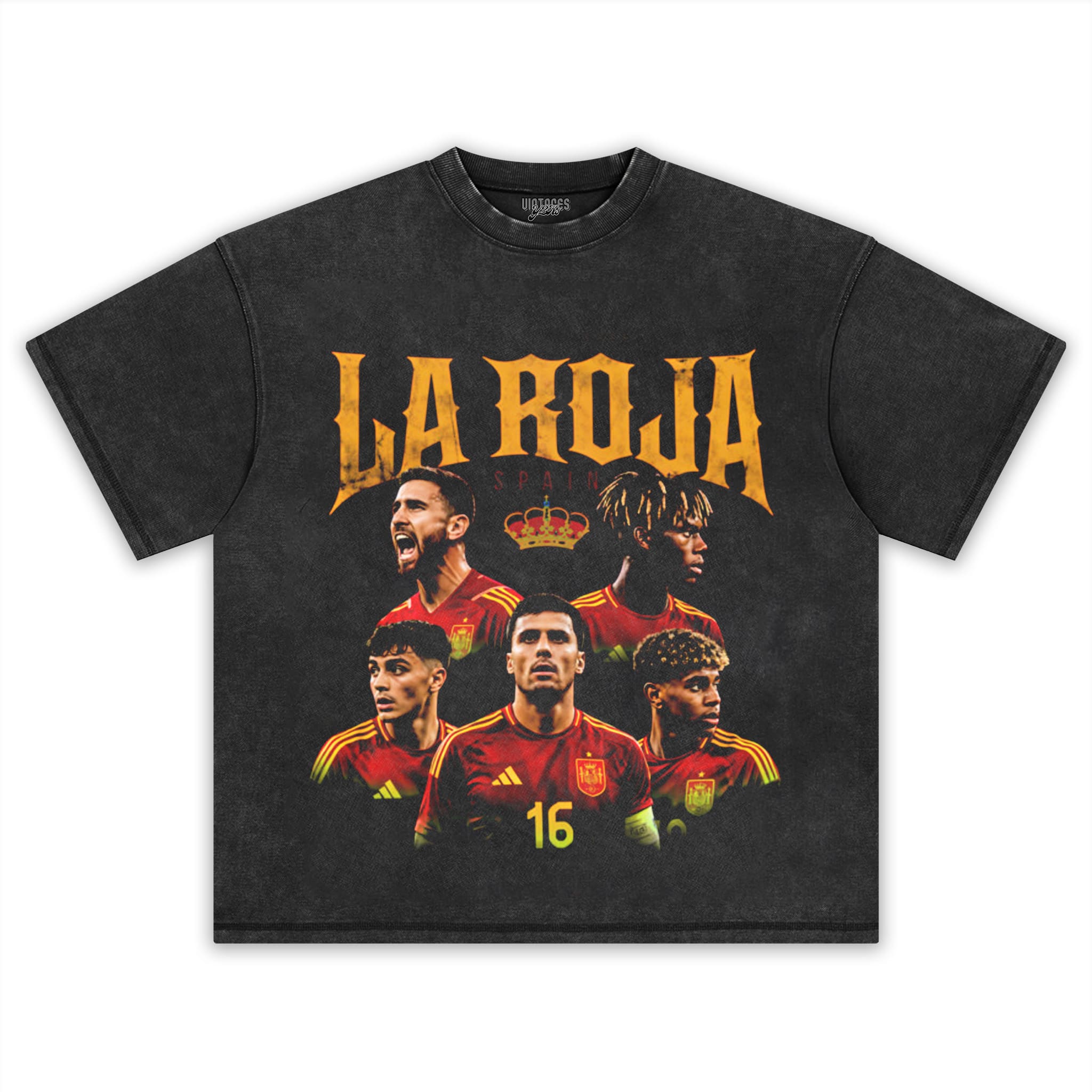 LA FURIA ROJA SPAIN FOOTBALL VINTAGE 2026 SOCCER DESIGN V2 TANK TOP & TEE & LONG SLEEVE & LAYERED LS & HOODIE