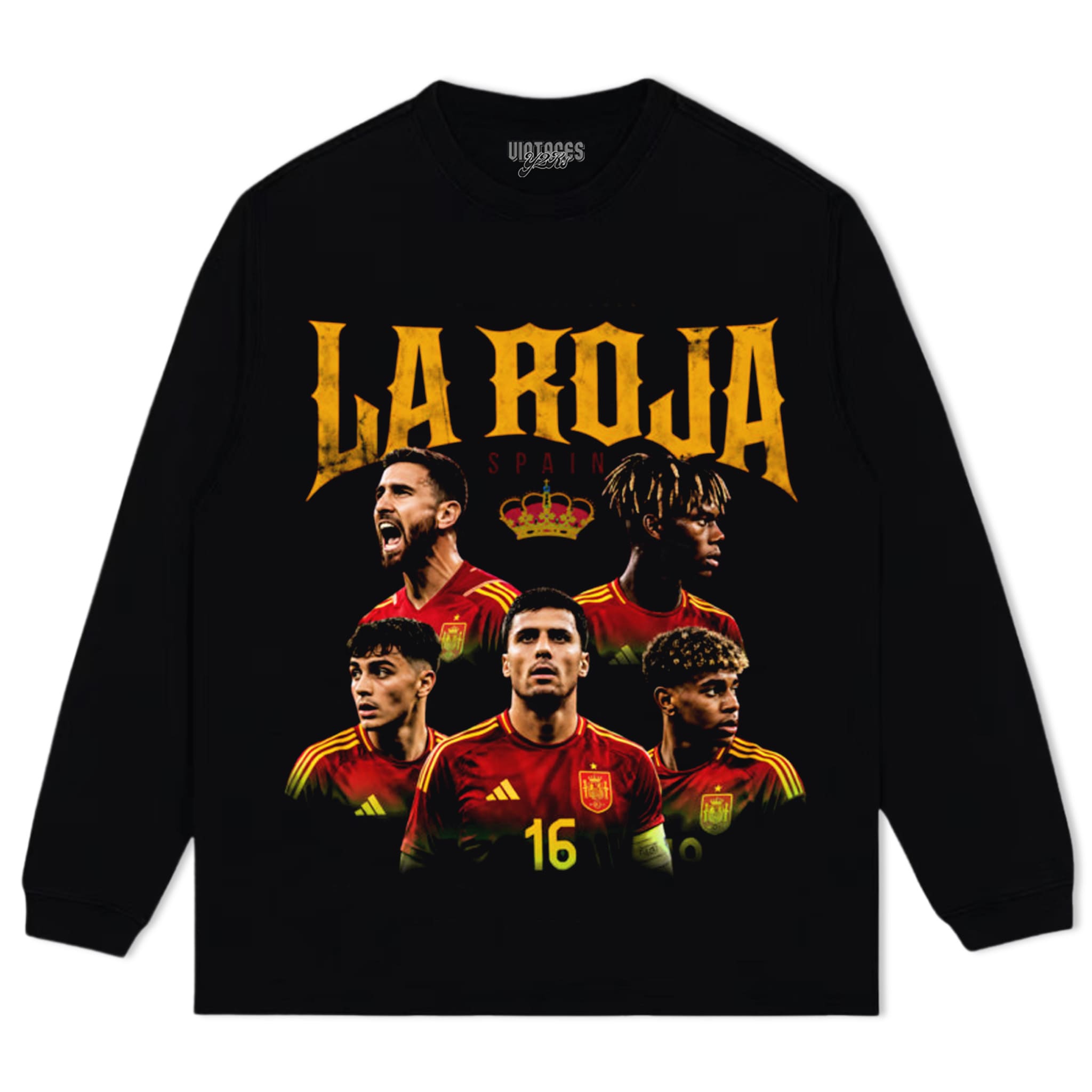 LA FURIA ROJA SPAIN FOOTBALL VINTAGE 2026 SOCCER DESIGN V2 TANK TOP & TEE & LONG SLEEVE & LAYERED LS & HOODIE