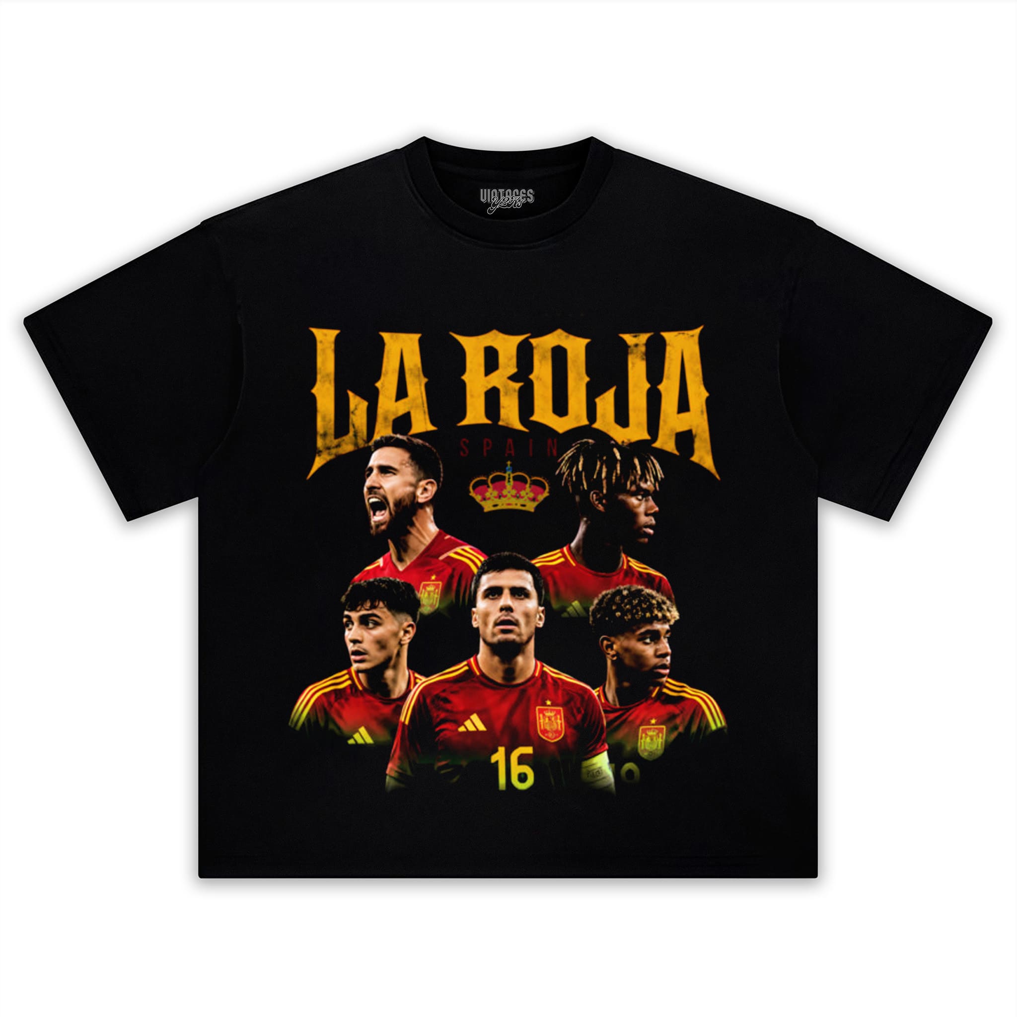 LA FURIA ROJA SPAIN FOOTBALL VINTAGE 2026 SOCCER DESIGN V2 TANK TOP & TEE & LONG SLEEVE & LAYERED LS & HOODIE
