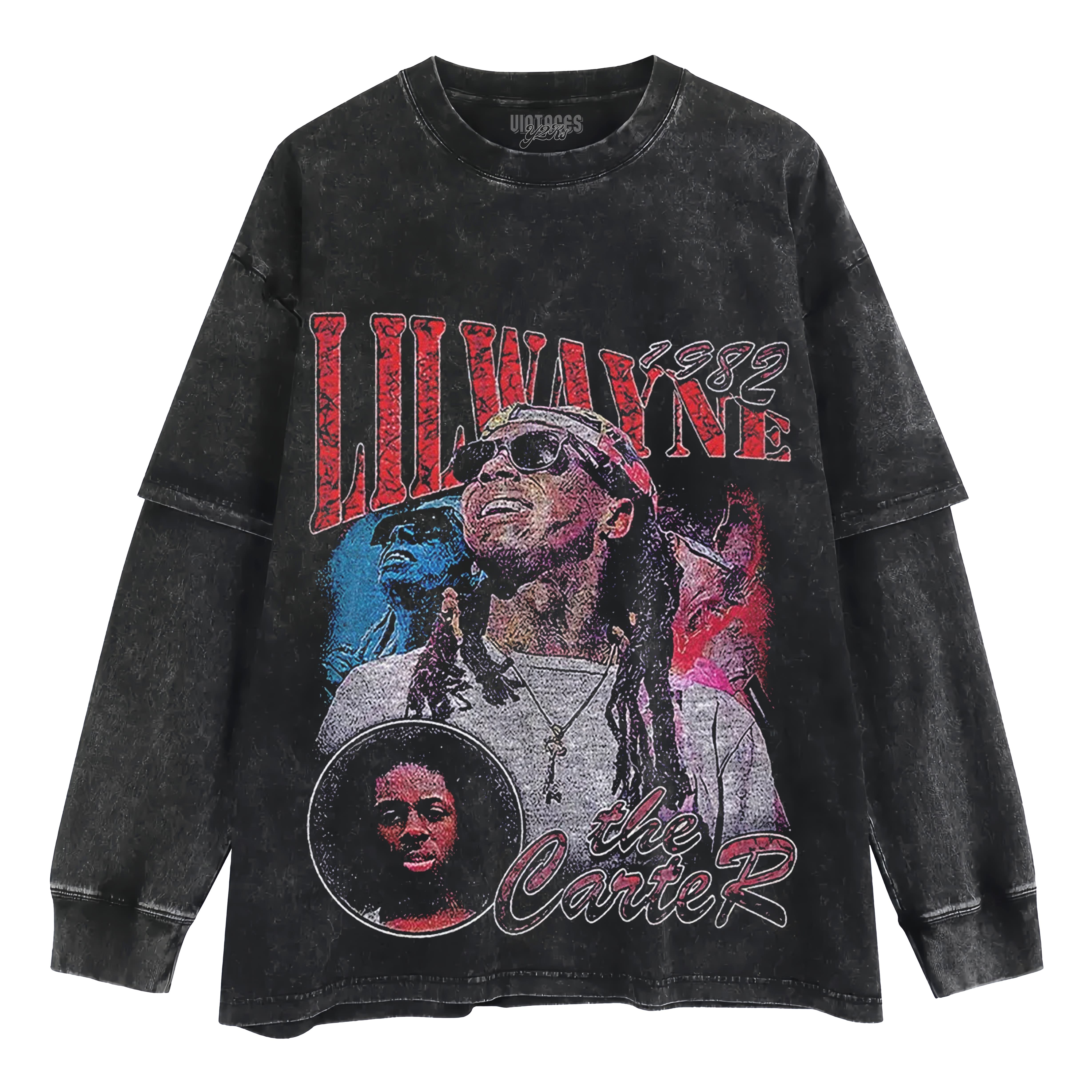 LIL WAYNE - VINTAGE INSPIRED 90'S RAP LAYERED LONG SLEEVE