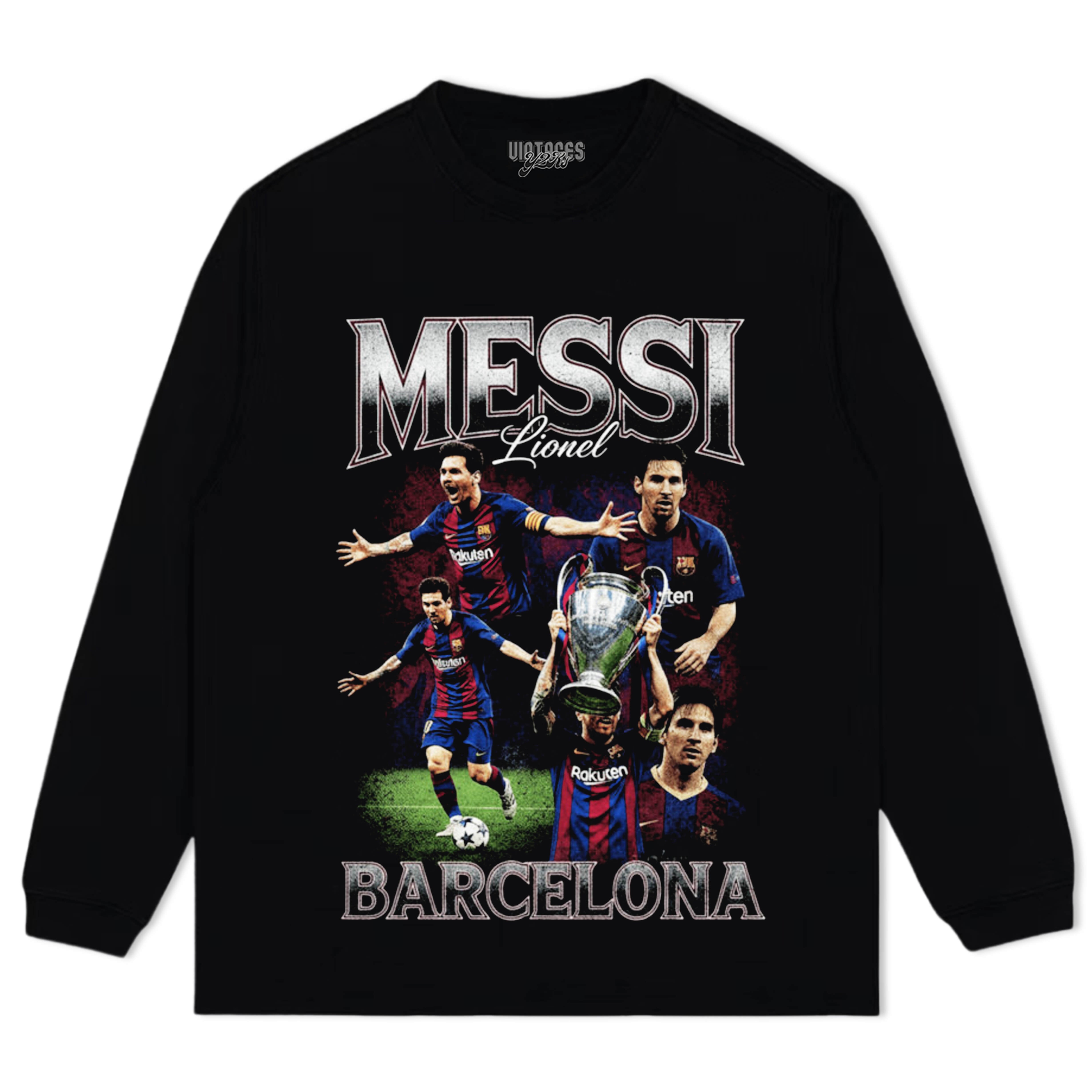 LIONEL MESSI BARCE VINTAGE BOOTLEG TEE & LS & HOODIE
