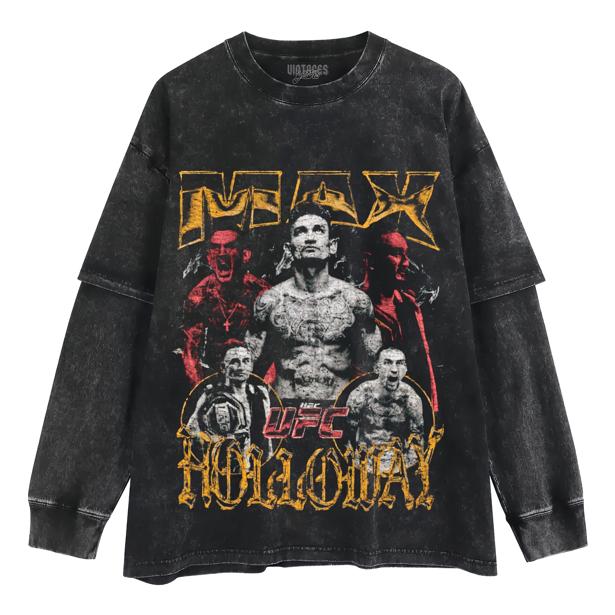 MAX HOLLOWAY VINTAGE MMA FIGHTER V3 TANK TOP & TEE & LONG SLEEVE & LAYERED LS & HOODIE
