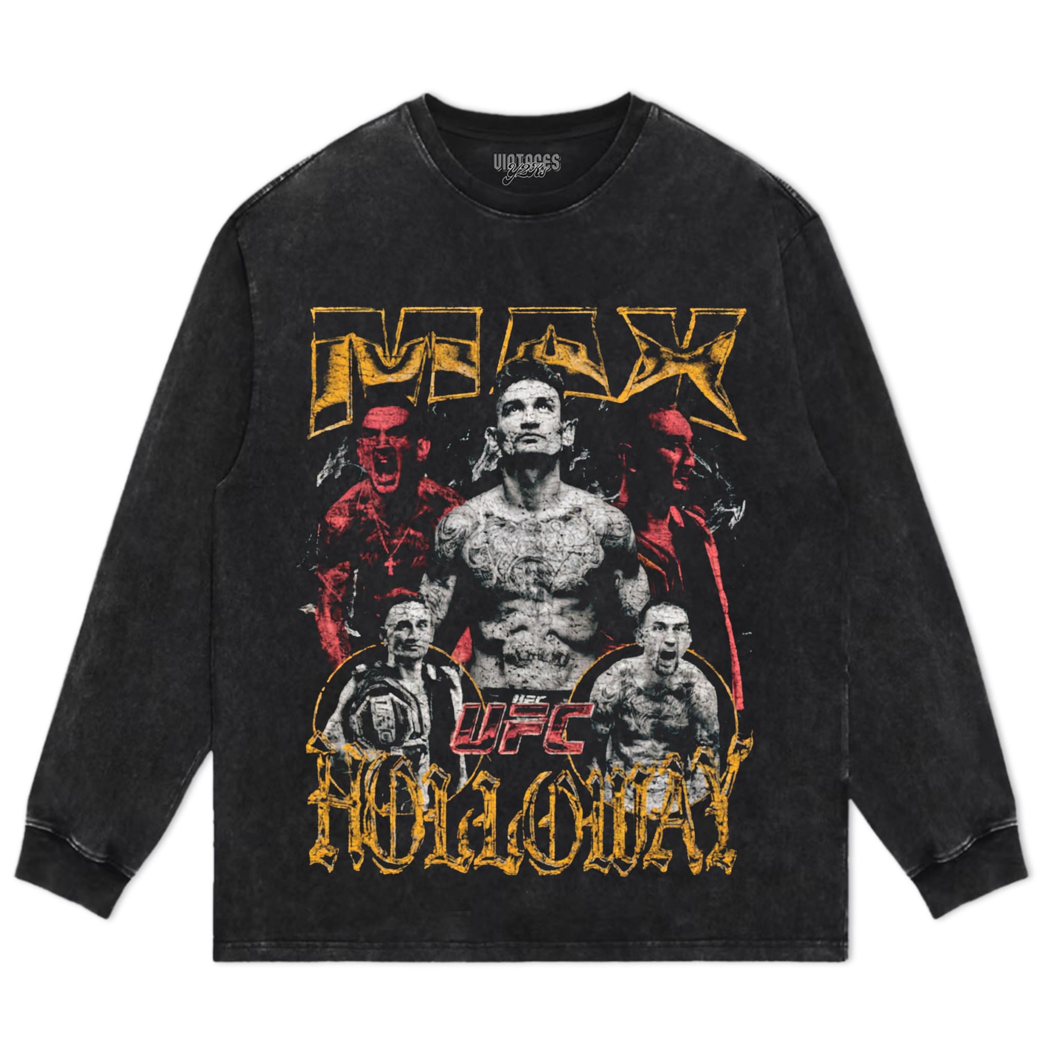 MAX HOLLOWAY VINTAGE MMA FIGHTER V3 TANK TOP & TEE & LONG SLEEVE & LAYERED LS & HOODIE