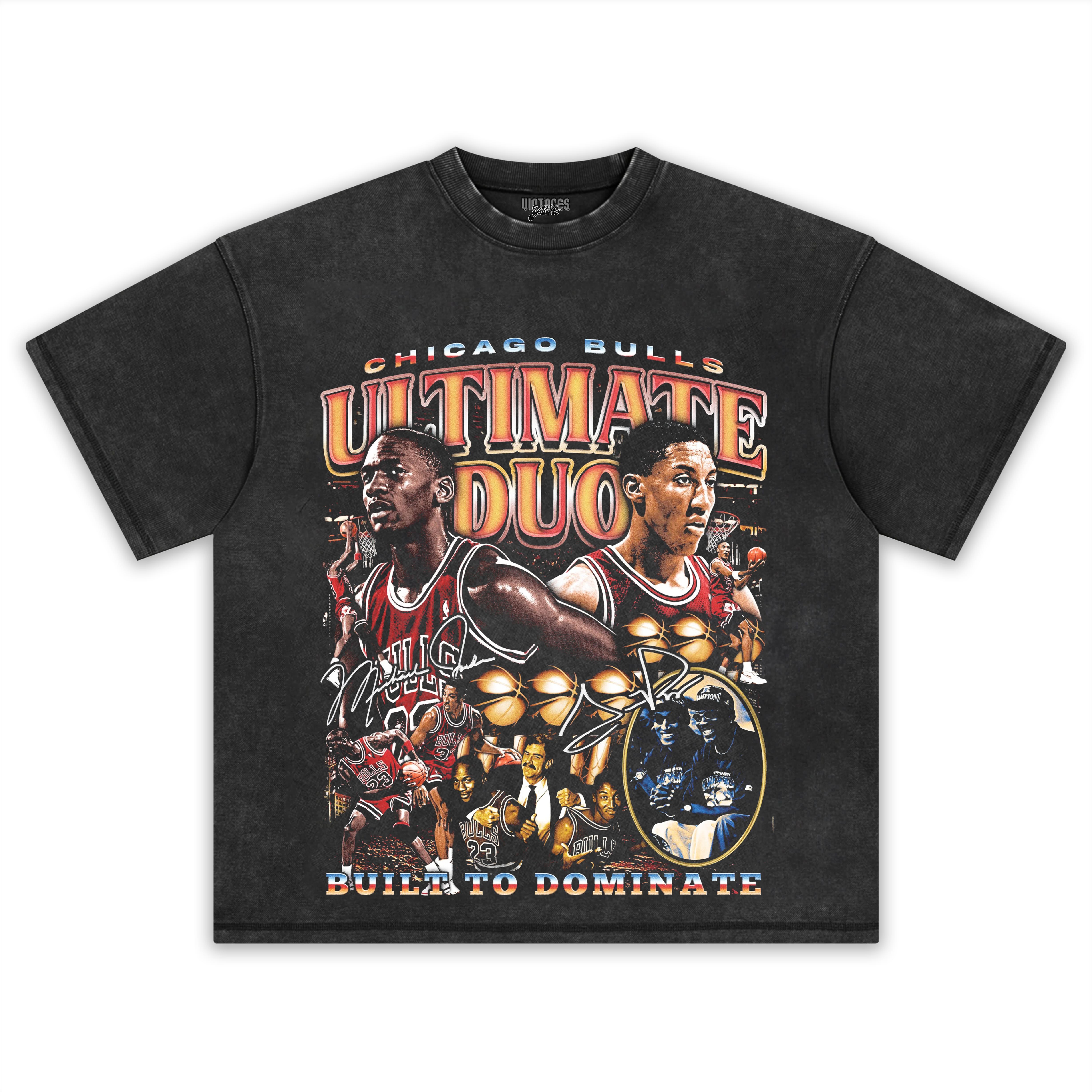 MICHAEL JORDAN & SCOTTIE PIPPEN-CHICAGO BULLS ULTIMATE DUO VINTAGE TEE & LS & HOODIE