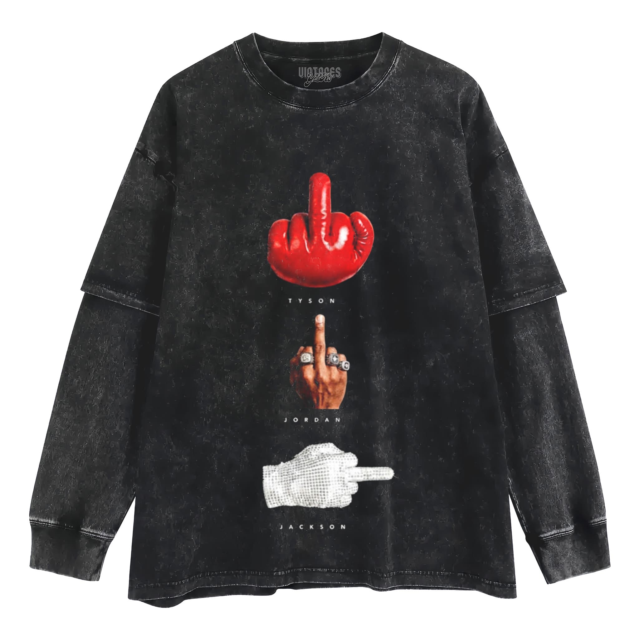 MICHAEL TYSON JORDAN JACKSON ICONIC FLIP HAND TANK TOP & TEE & LONG SLEEVE & LAYERED LS & HOODIE