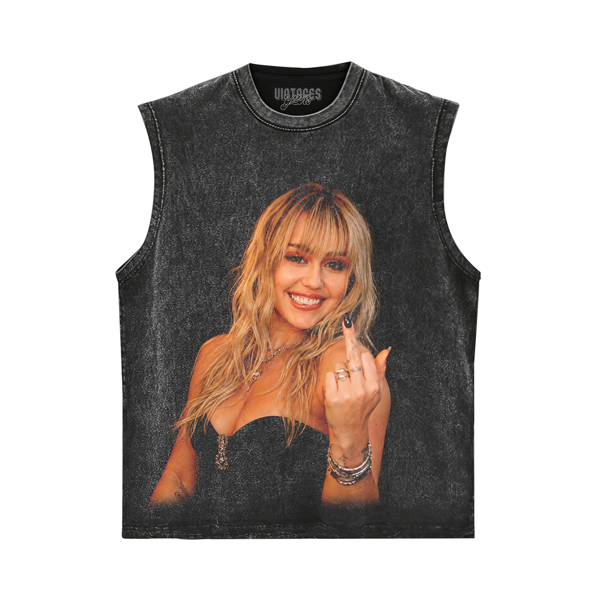 MILEY CYRUS - VINTAGE MIDDLE FINGER TANK TOP & TEE & LONG SLEEVE & LAYERED LS & HOODIE