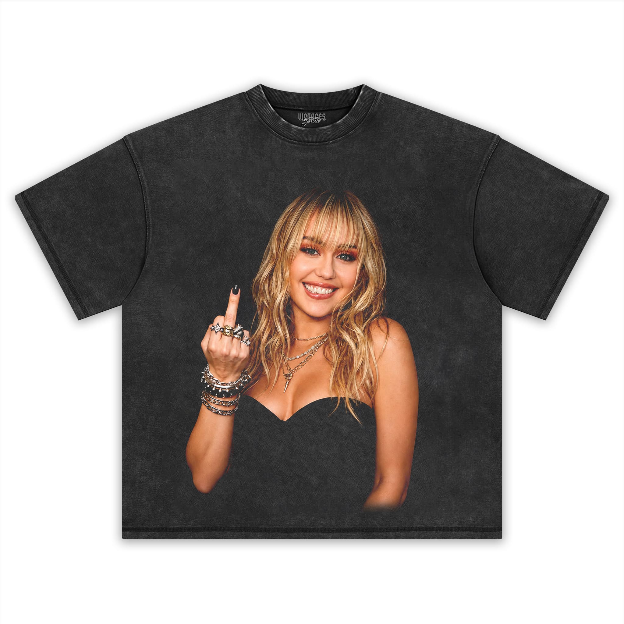 MILEY CYRUS - VINTAGE V2 MIDDLE FINGER TANK TOP & TEE & LONG SLEEVE & LAYERED LS & HOODIE