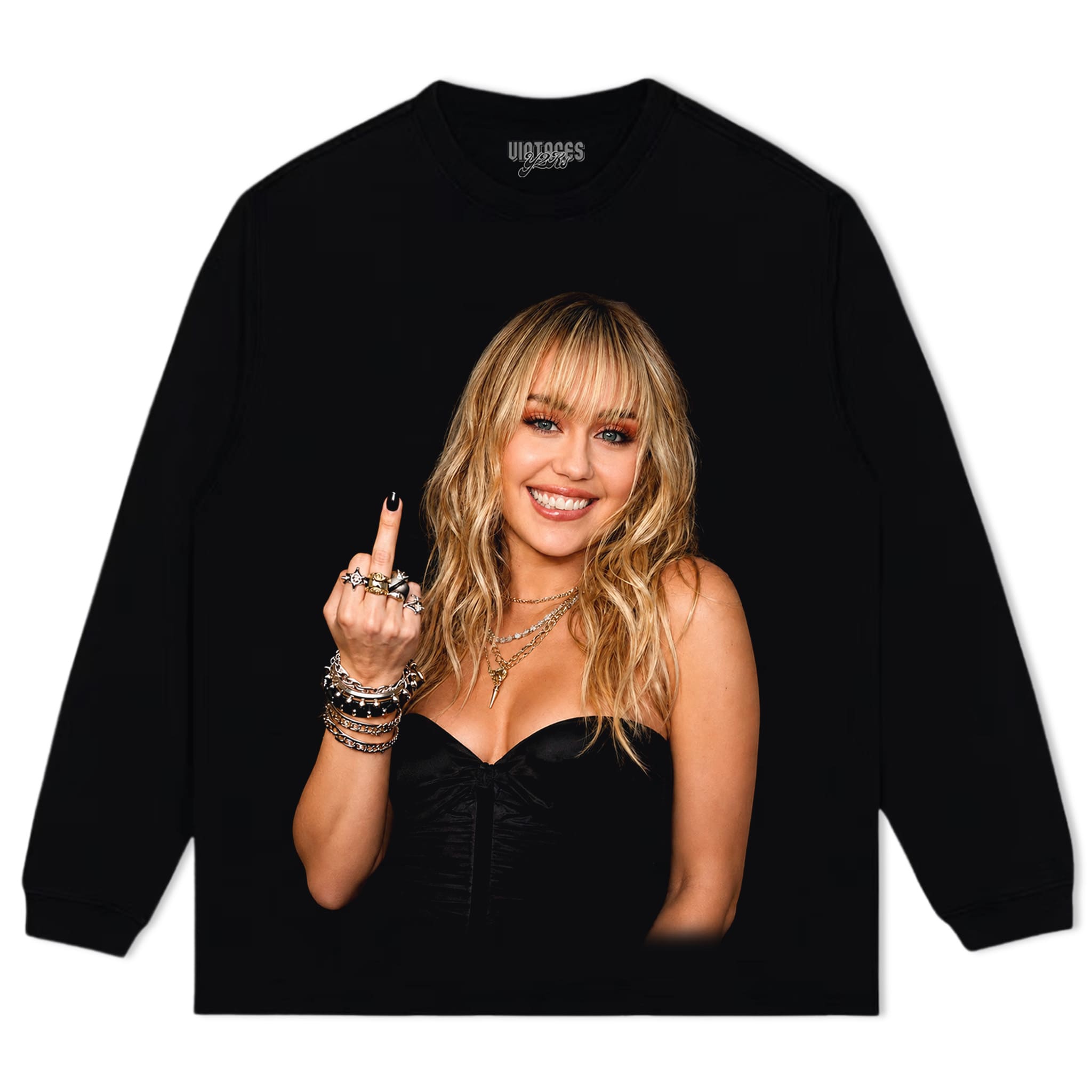 MILEY CYRUS - VINTAGE V2 MIDDLE FINGER TANK TOP & TEE & LONG SLEEVE & LAYERED LS & HOODIE