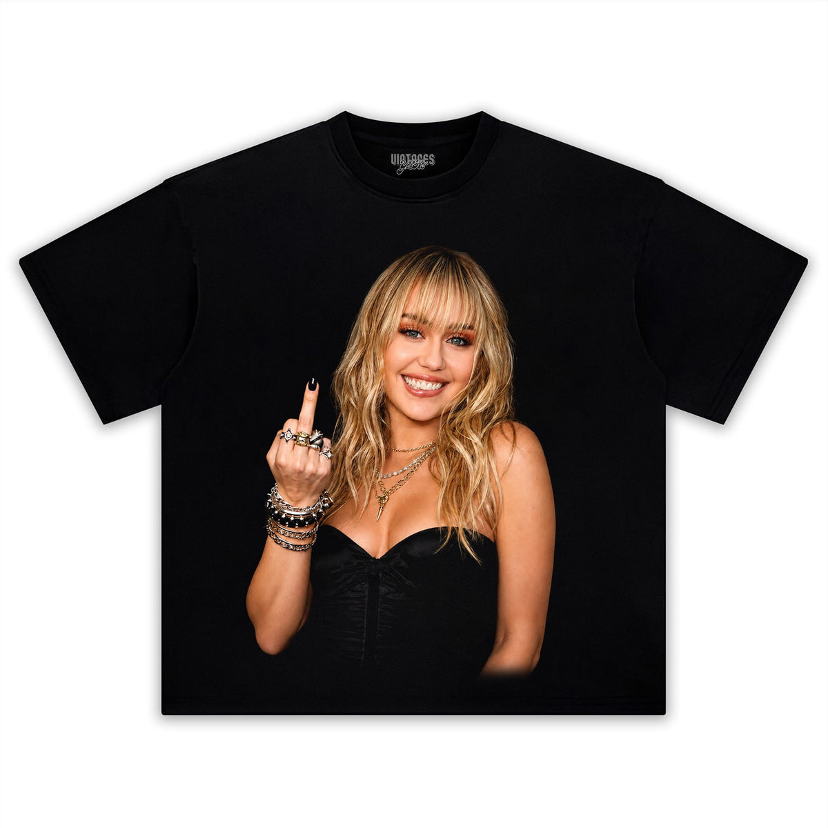 MILEY CYRUS - VINTAGE V2 MIDDLE FINGER TANK TOP & TEE & LONG SLEEVE & LAYERED LS & HOODIE