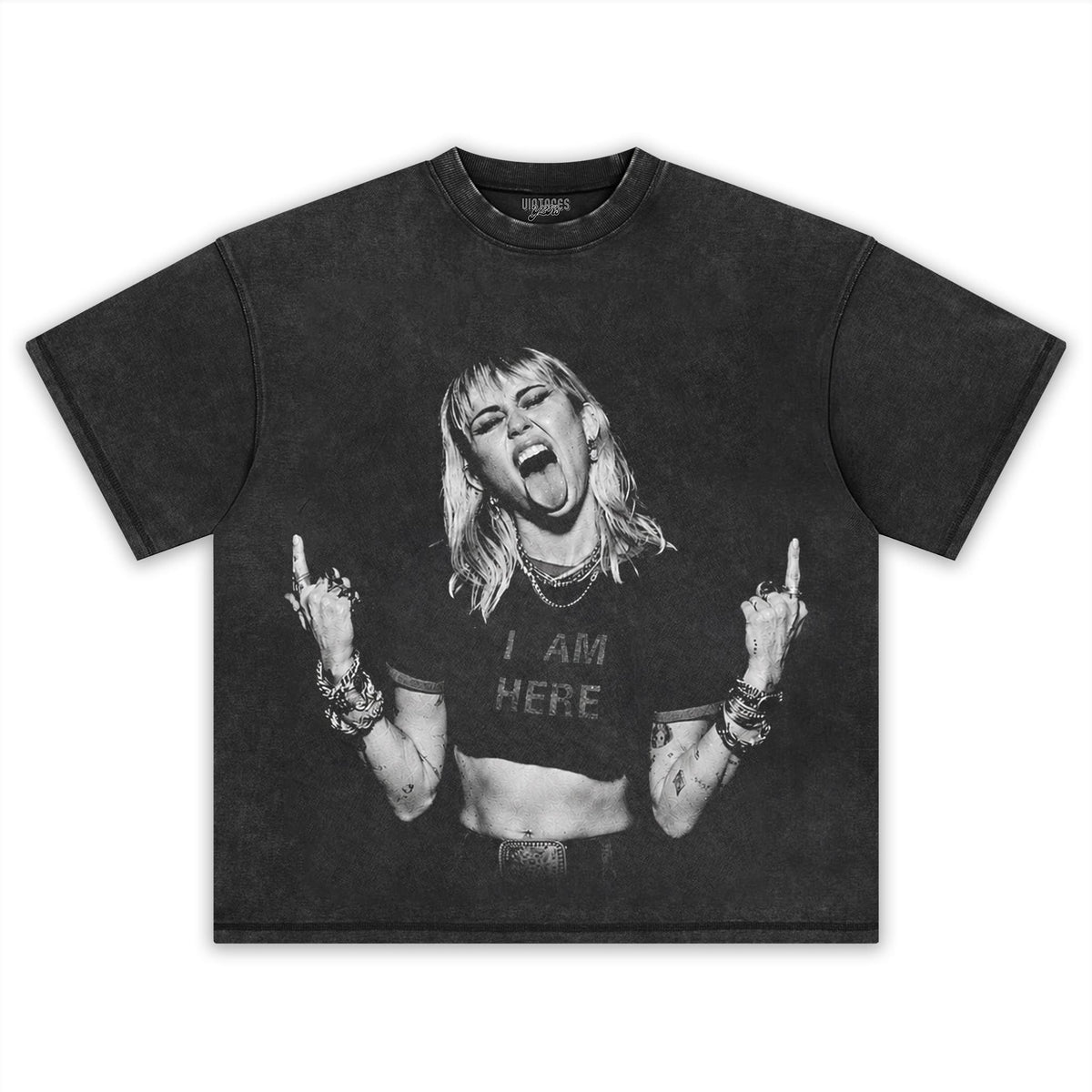 MILEY CYRUS - VINTAGE V3 MIDDLE FINGER TANK TOP & TEE & LONG SLEEVE & LAYERED LS & HOODIE