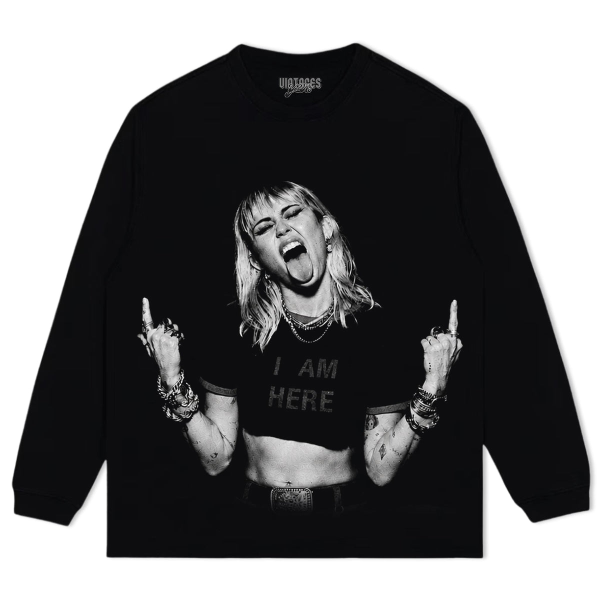 MILEY CYRUS - VINTAGE V3 MIDDLE FINGER TANK TOP & TEE & LONG SLEEVE & LAYERED LS & HOODIE