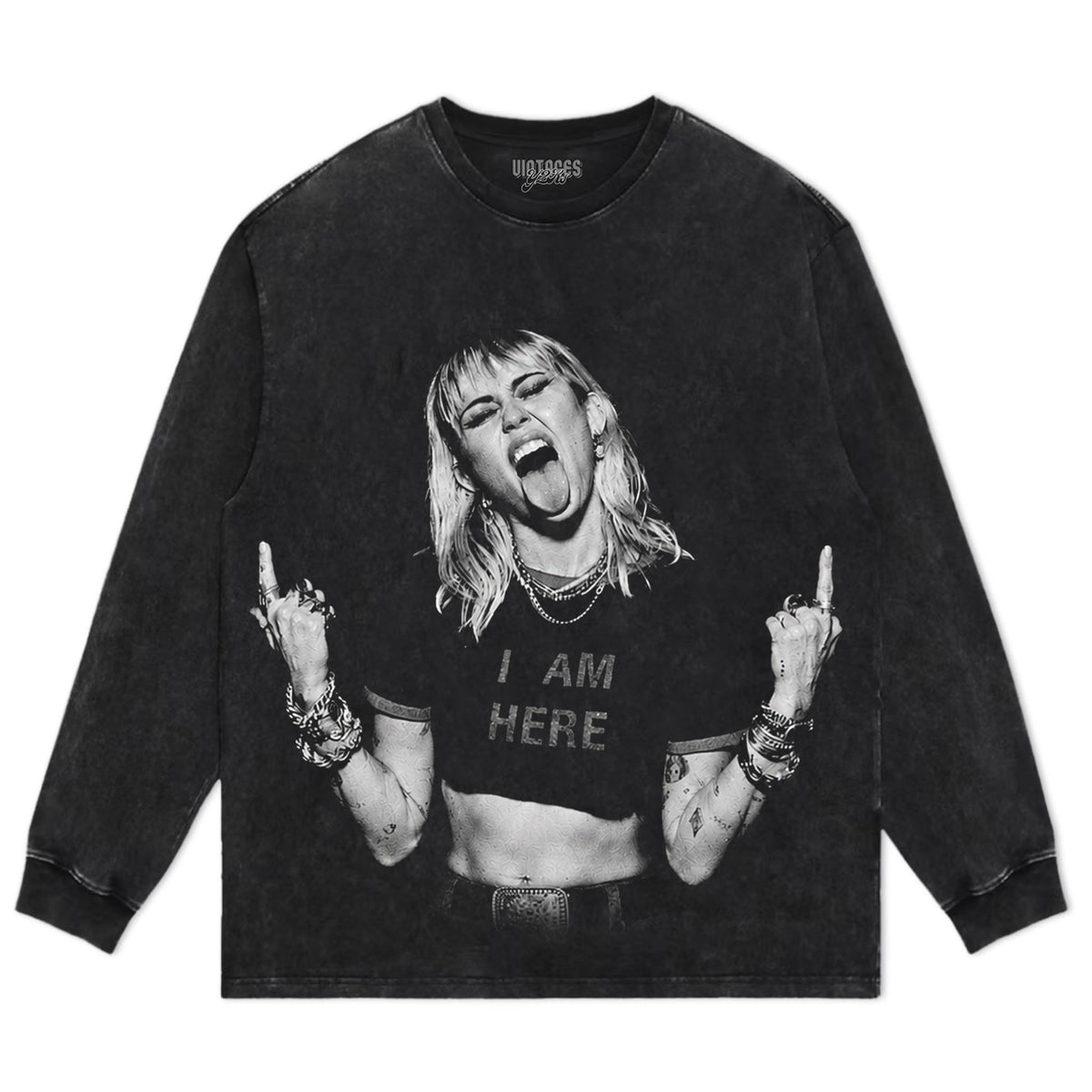 MILEY CYRUS - VINTAGE V3 MIDDLE FINGER TANK TOP & TEE & LONG SLEEVE & LAYERED LS & HOODIE