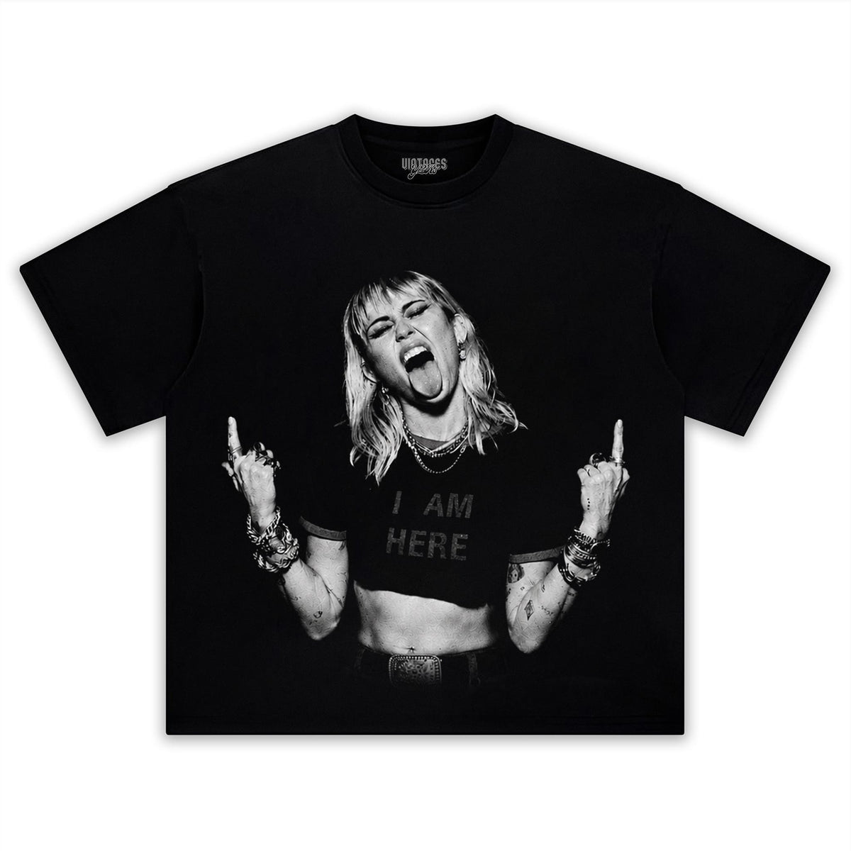 MILEY CYRUS - VINTAGE V3 MIDDLE FINGER TANK TOP & TEE & LONG SLEEVE & LAYERED LS & HOODIE