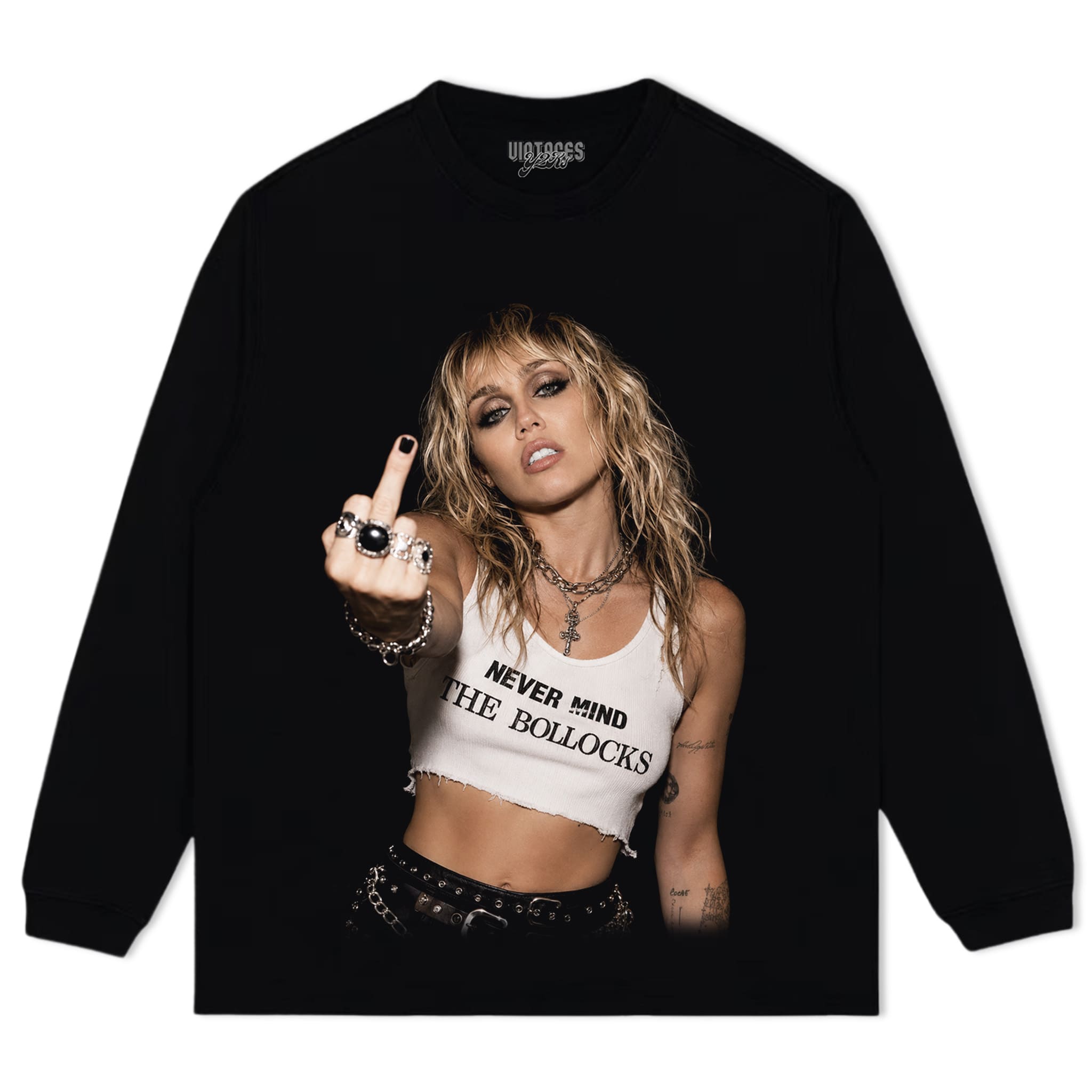 MILEY CYRUS - VINTAGE V4 MIDDLE FINGER TANK TOP & TEE & LONG SLEEVE & LAYERED LS & HOODIE
