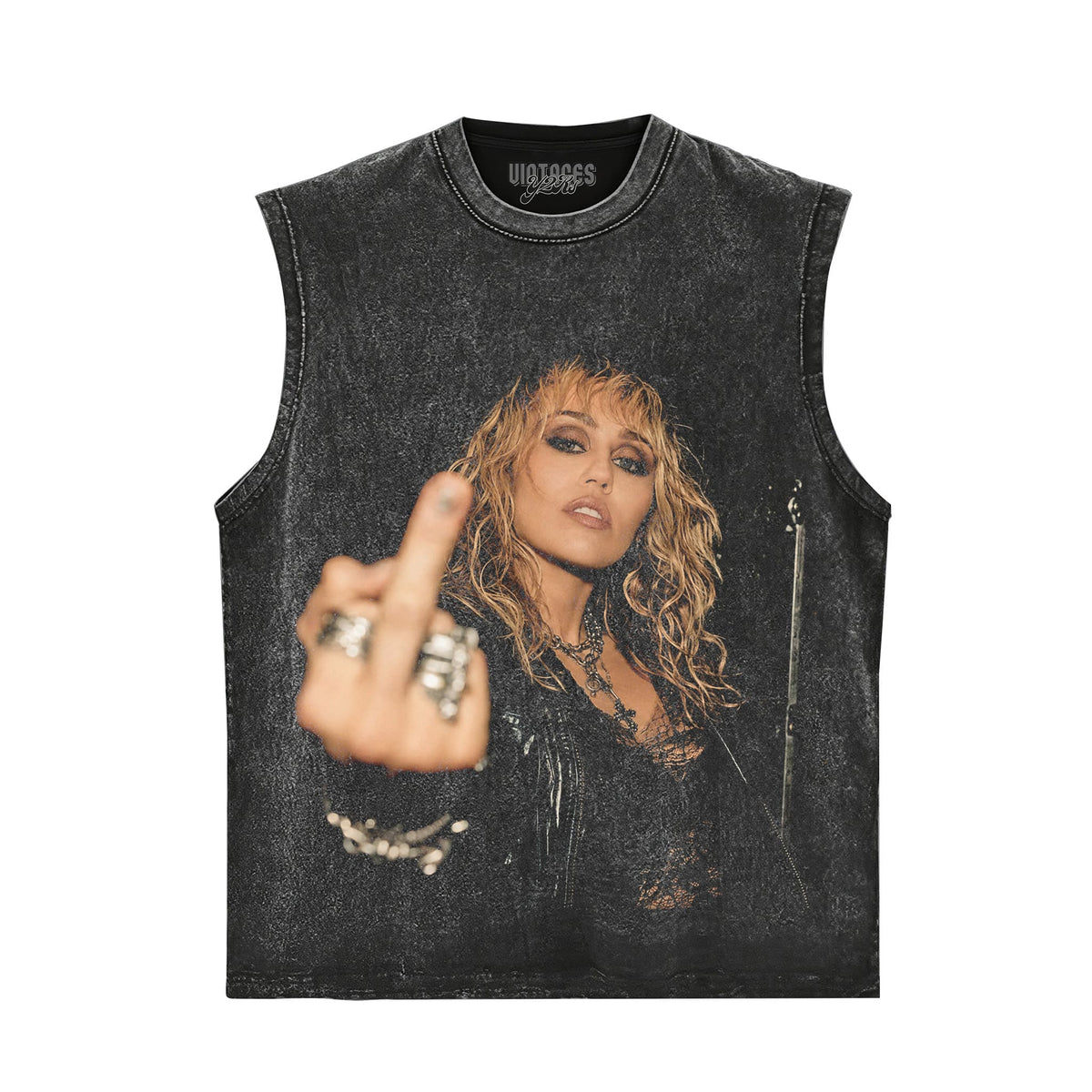 MILEY CYRUS - VINTAGE V5 MIDDLE FINGER TANK TOP & TEE & LONG SLEEVE & LAYERED LS & HOODIE