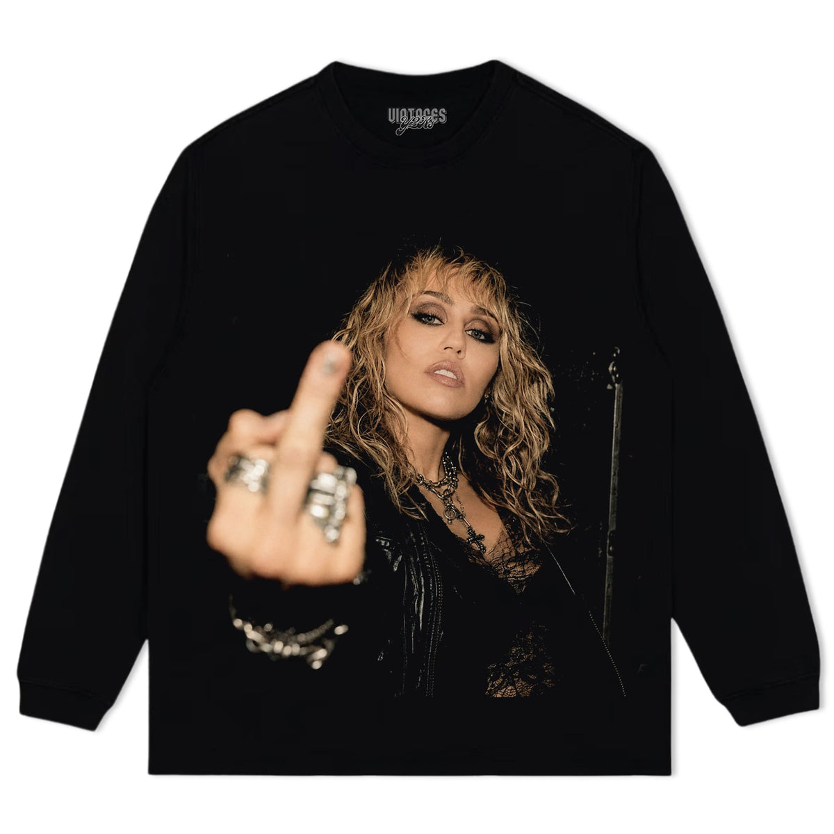 MILEY CYRUS - VINTAGE V5 MIDDLE FINGER TANK TOP & TEE & LONG SLEEVE & LAYERED LS & HOODIE